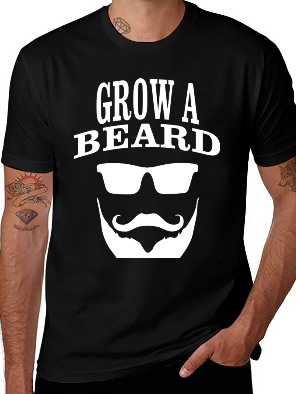 Grow A Beard T-Shirt - Funny Graphic Tee