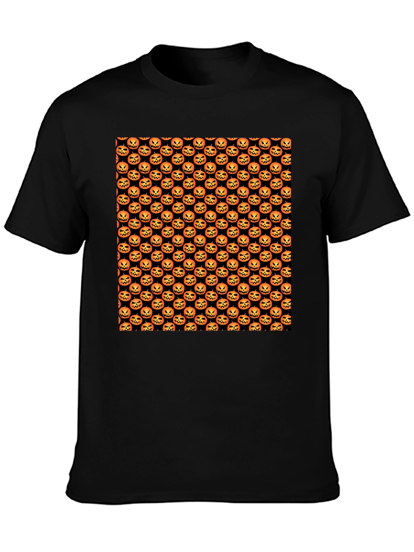 Halloween Pumpkin Pattern T-Shirt - Spooky Season Style