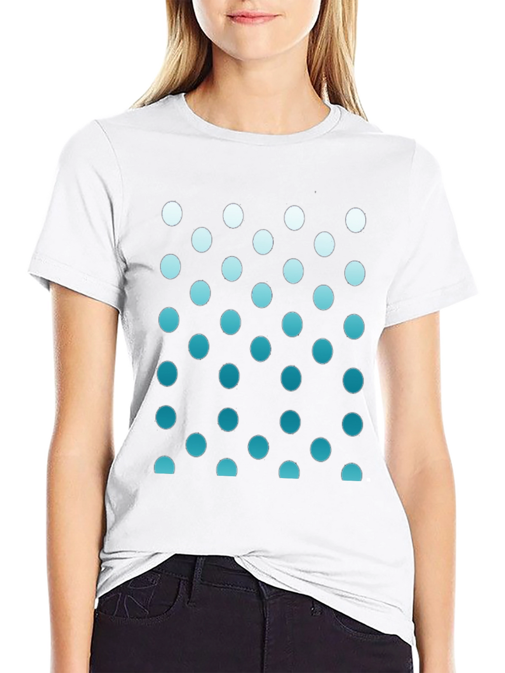 Stylish Black Tee with Gradient Dot Pattern