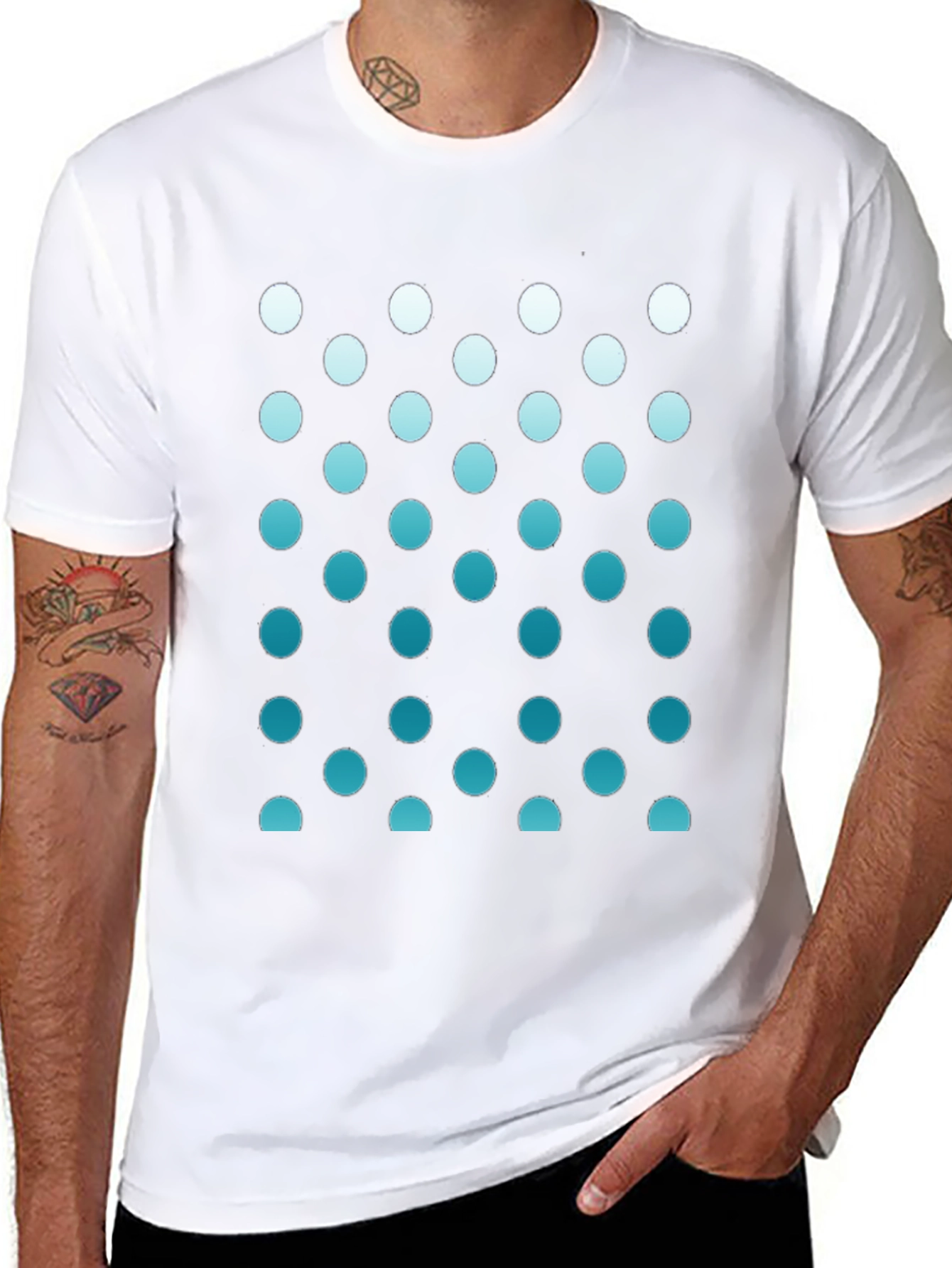 Stylish Black Tee with Gradient Dot Pattern