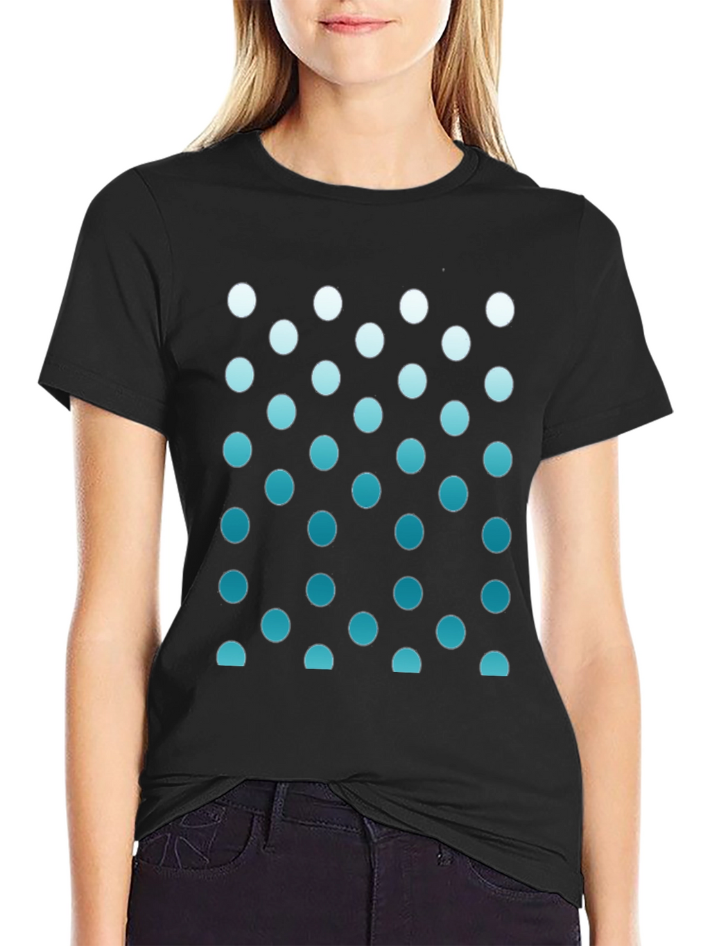 Stylish Black Tee with Gradient Dot Pattern