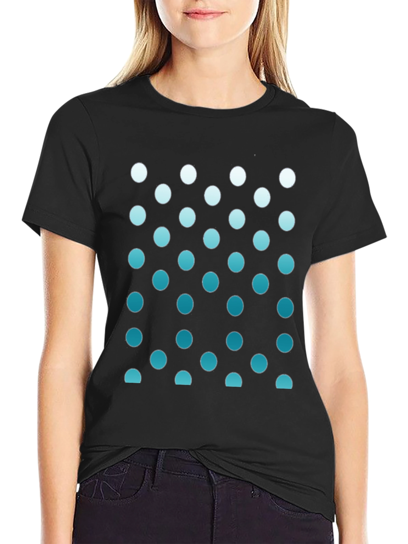 Stylish Black Tee with Gradient Dot Pattern