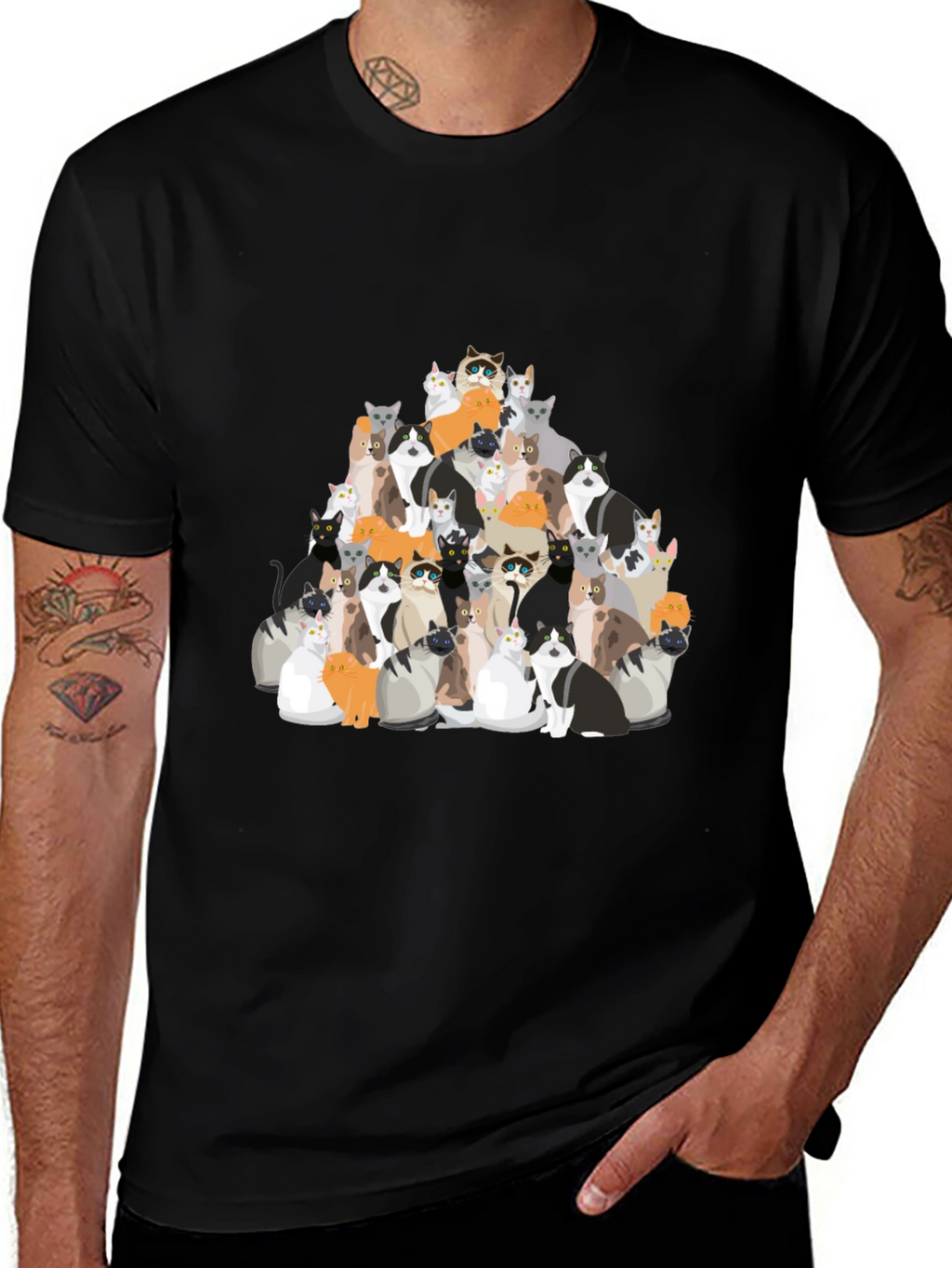 Cat Pile T-Shirt - Crazy Cat Lover Tee