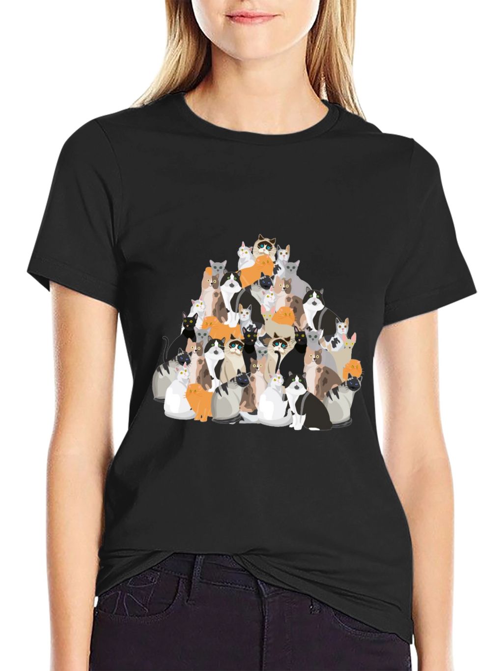 Cat Pile T-Shirt - Crazy Cat Lover Tee
