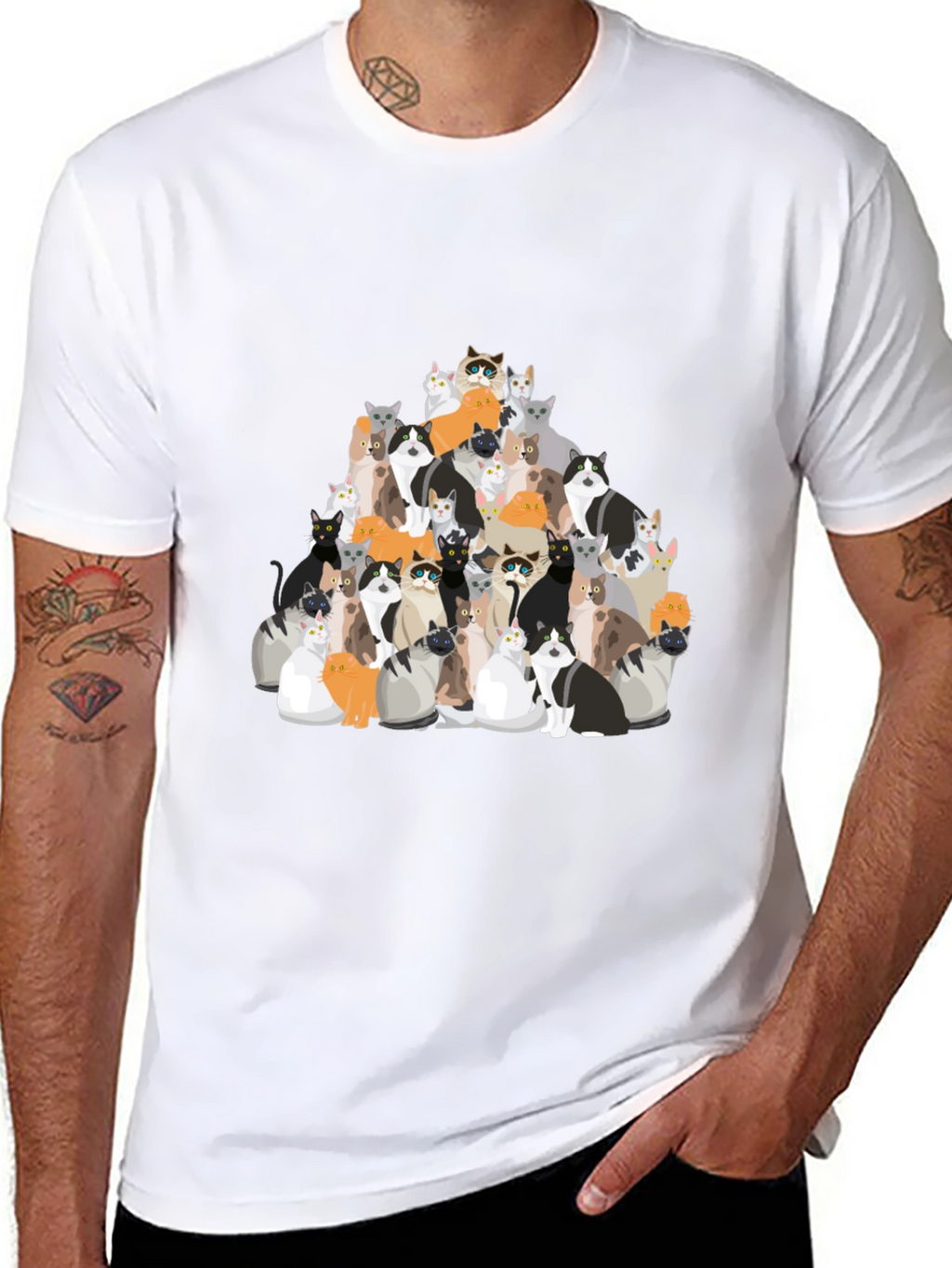 Cat Pile T-Shirt - Crazy Cat Lover Tee