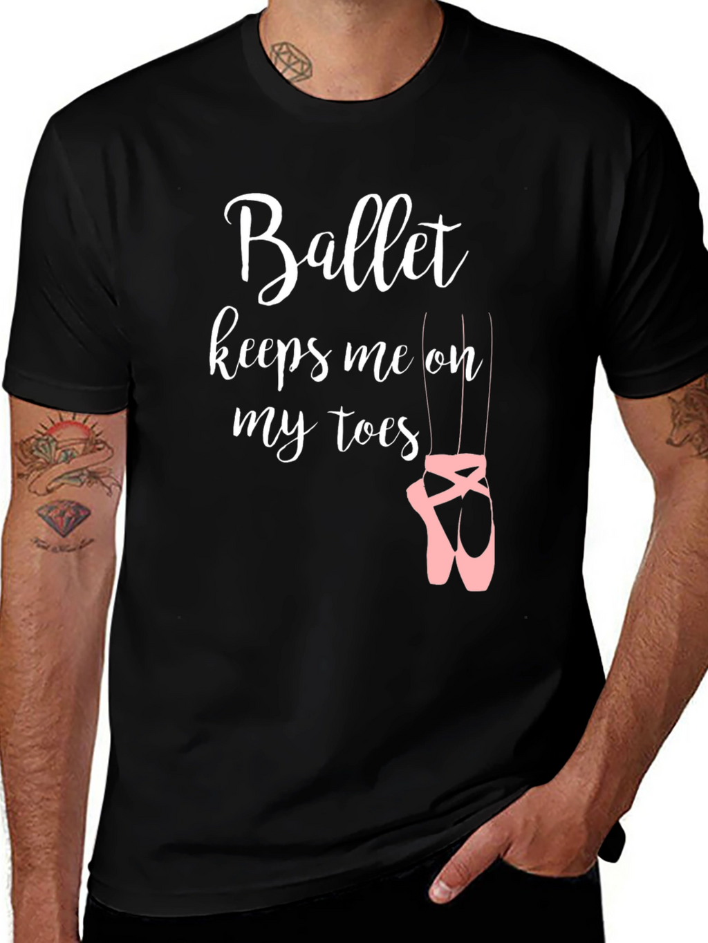 Ballet Keeps Me on My Toes Black T-Shirt