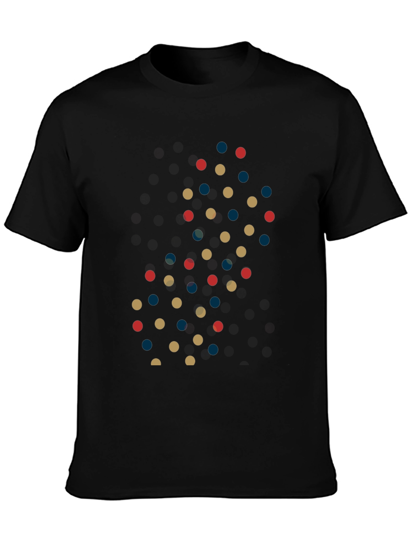Retro Polka Dot Pattern Mens Black T-Shirt