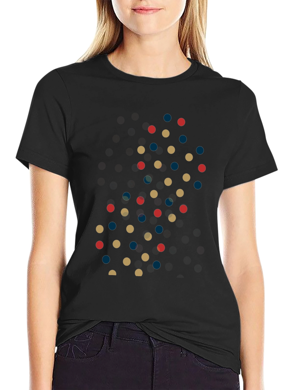 Retro Polka Dot Pattern Mens Black T-Shirt