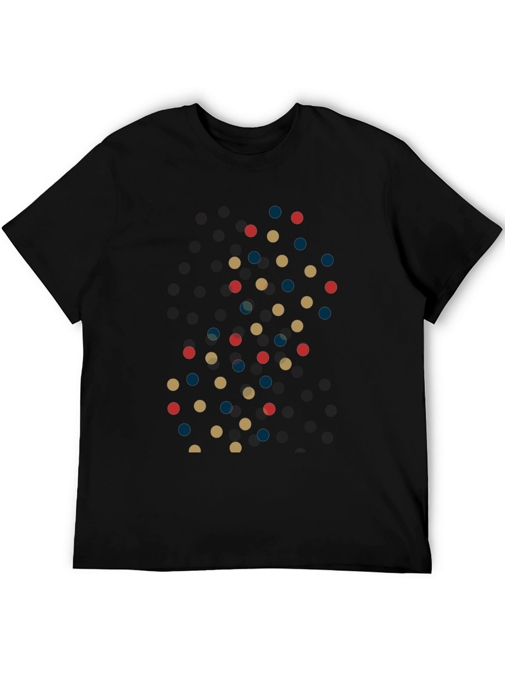 Retro Polka Dot Pattern Mens Black T-Shirt