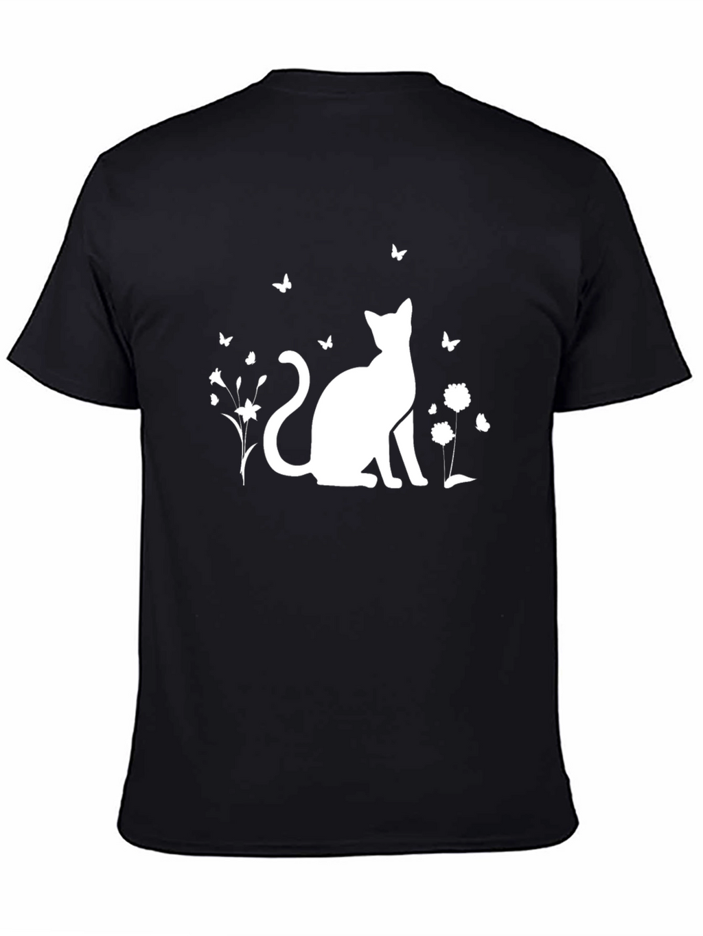 Black Cat & Butterfly Graphic T-Shirt
