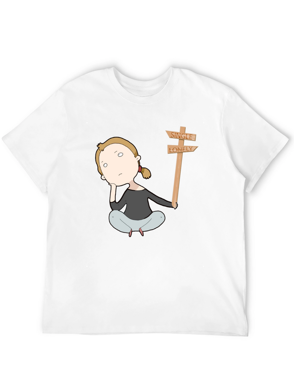 Single Lonely T-Shirt - Cartoon Graphic Tee