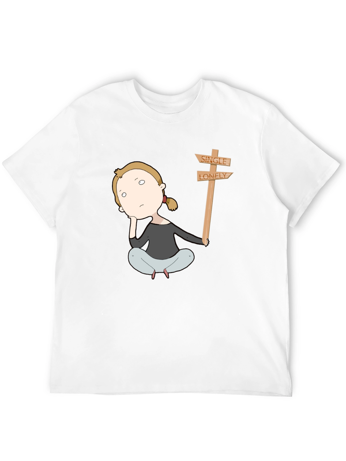 Single Lonely T-Shirt - Cartoon Graphic Tee