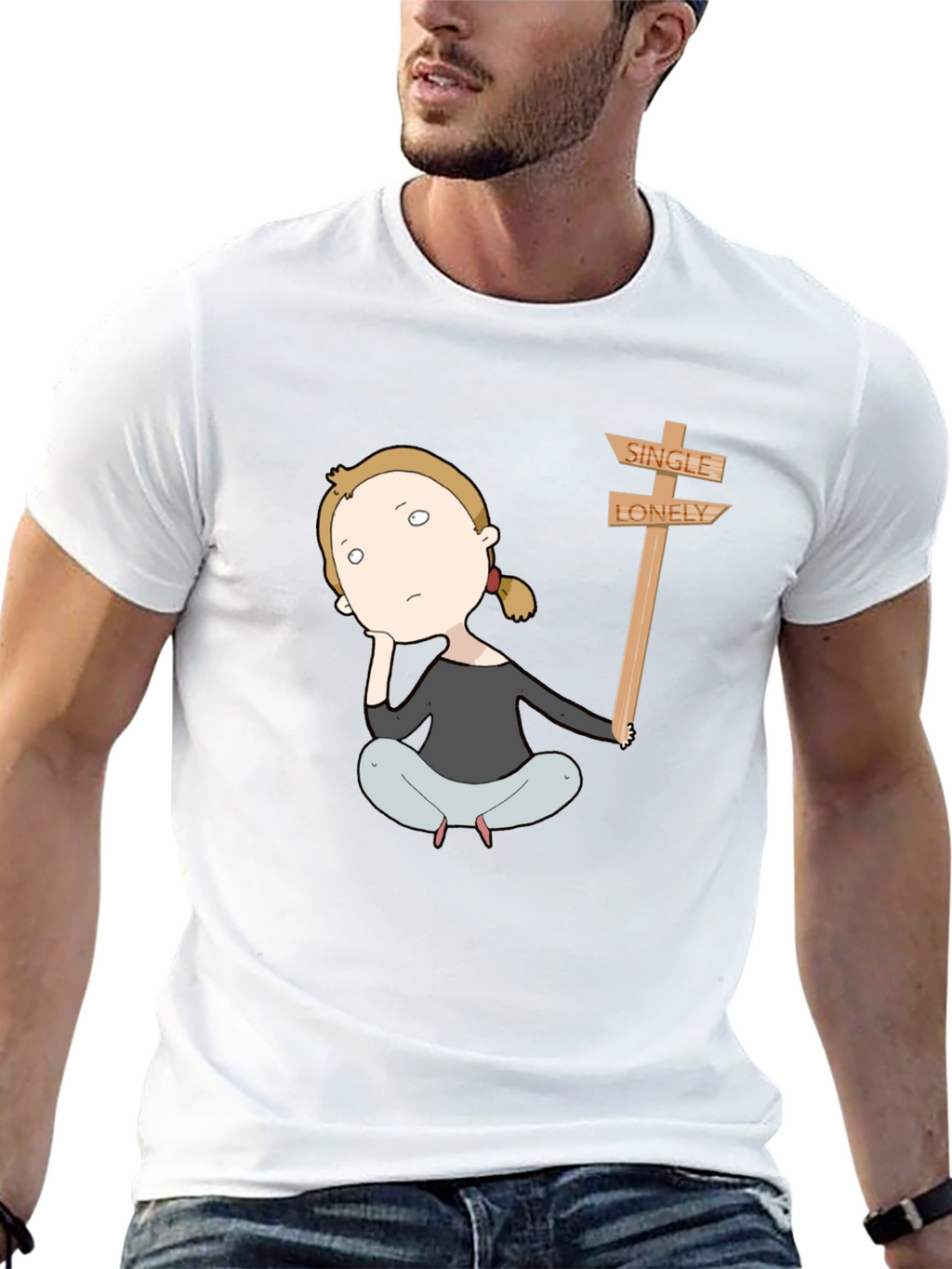 Single Lonely T-Shirt - Cartoon Graphic Tee