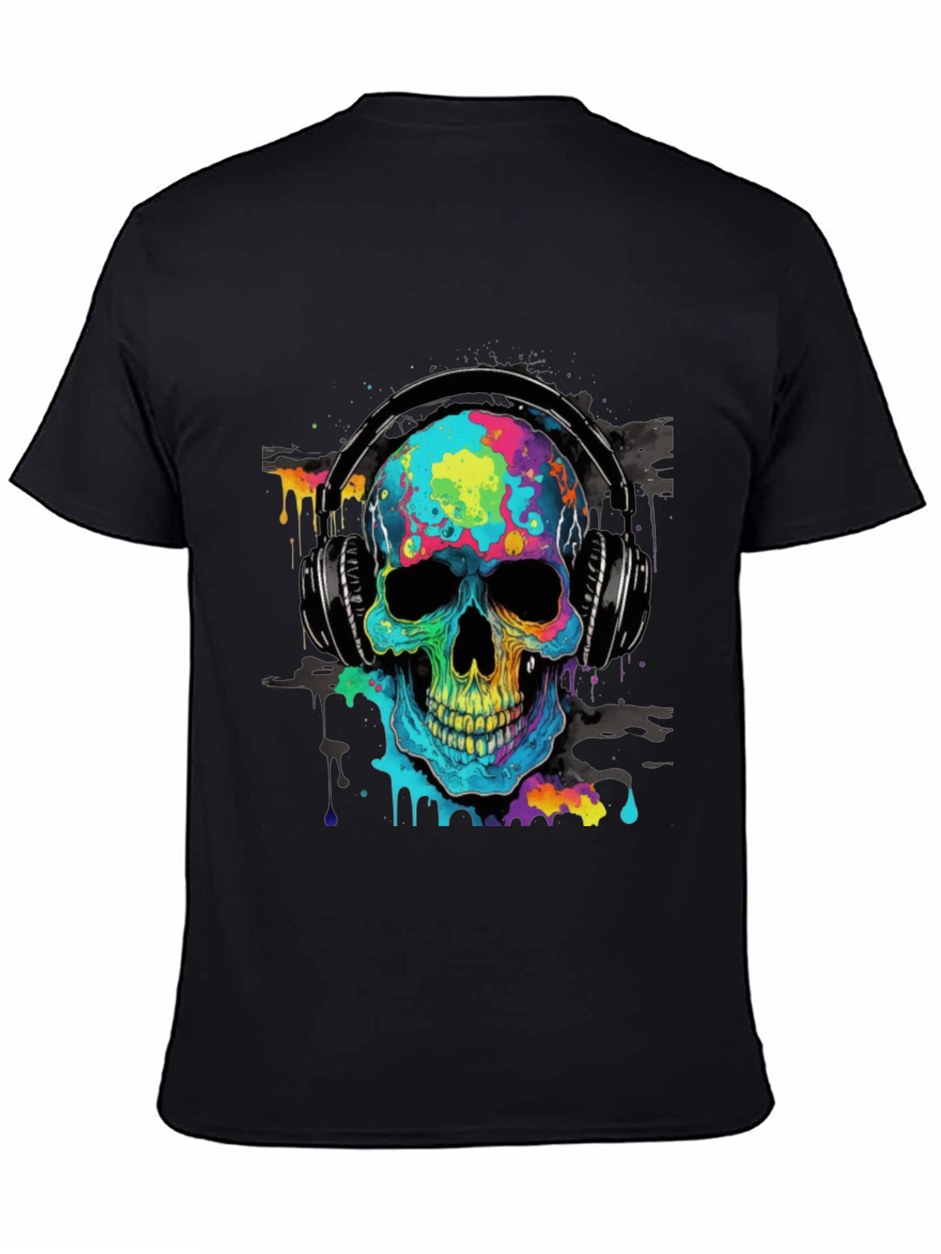 Colorful Skull Headphone Graphic Tee