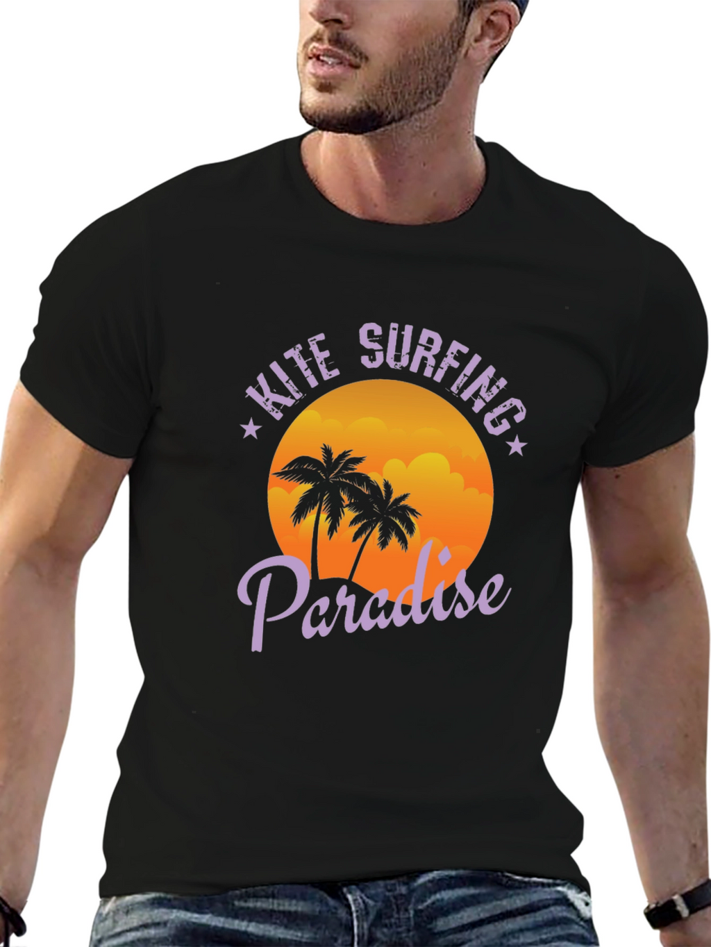 Kite Surfing Paradise Black T-Shirt