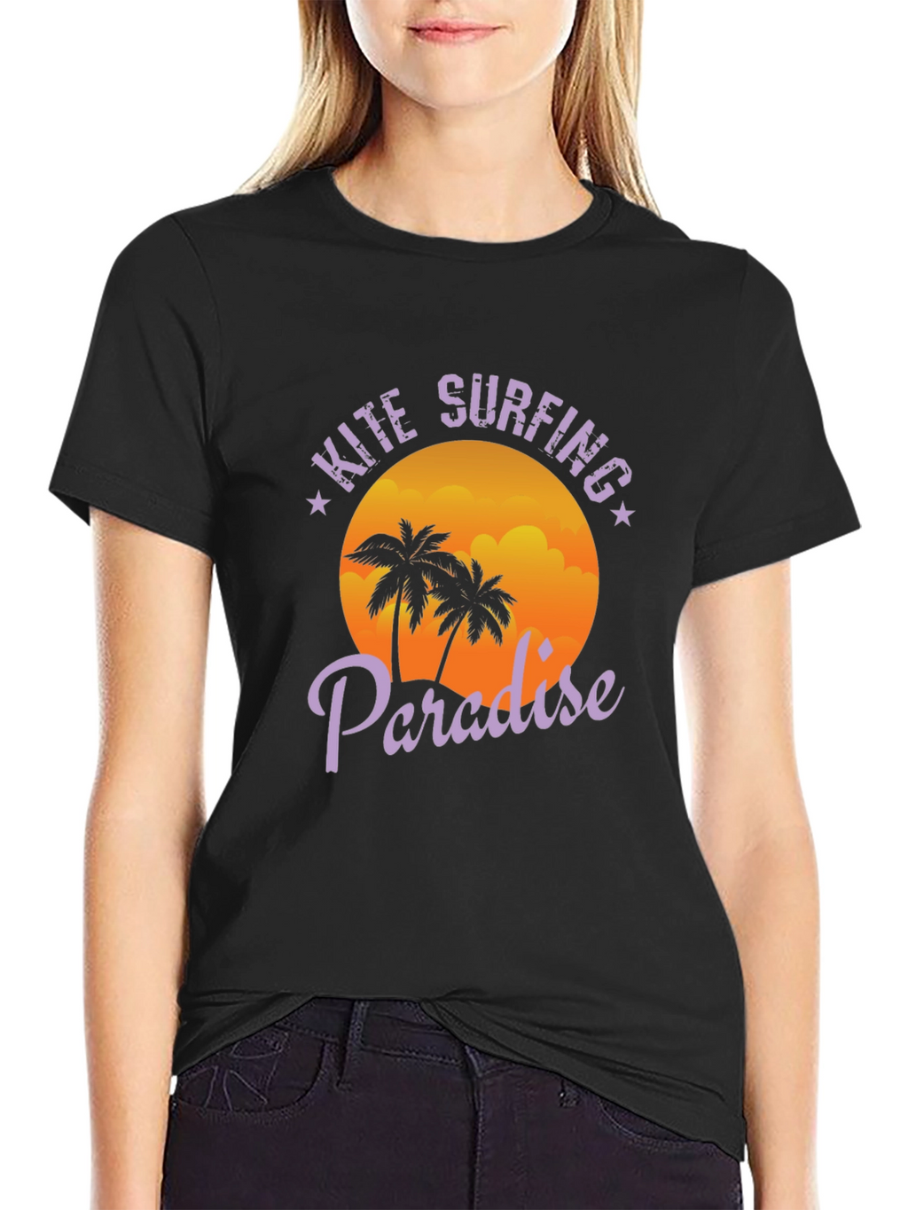 Kite Surfing Paradise Black T-Shirt