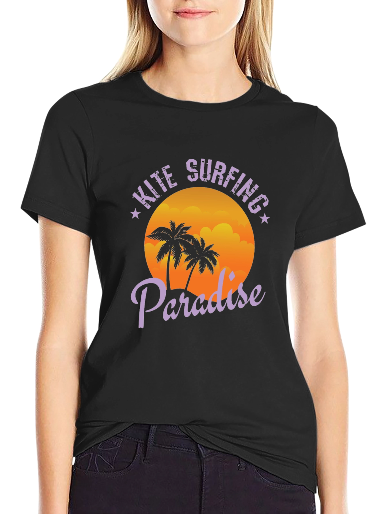 Kite Surfing Paradise Black T-Shirt