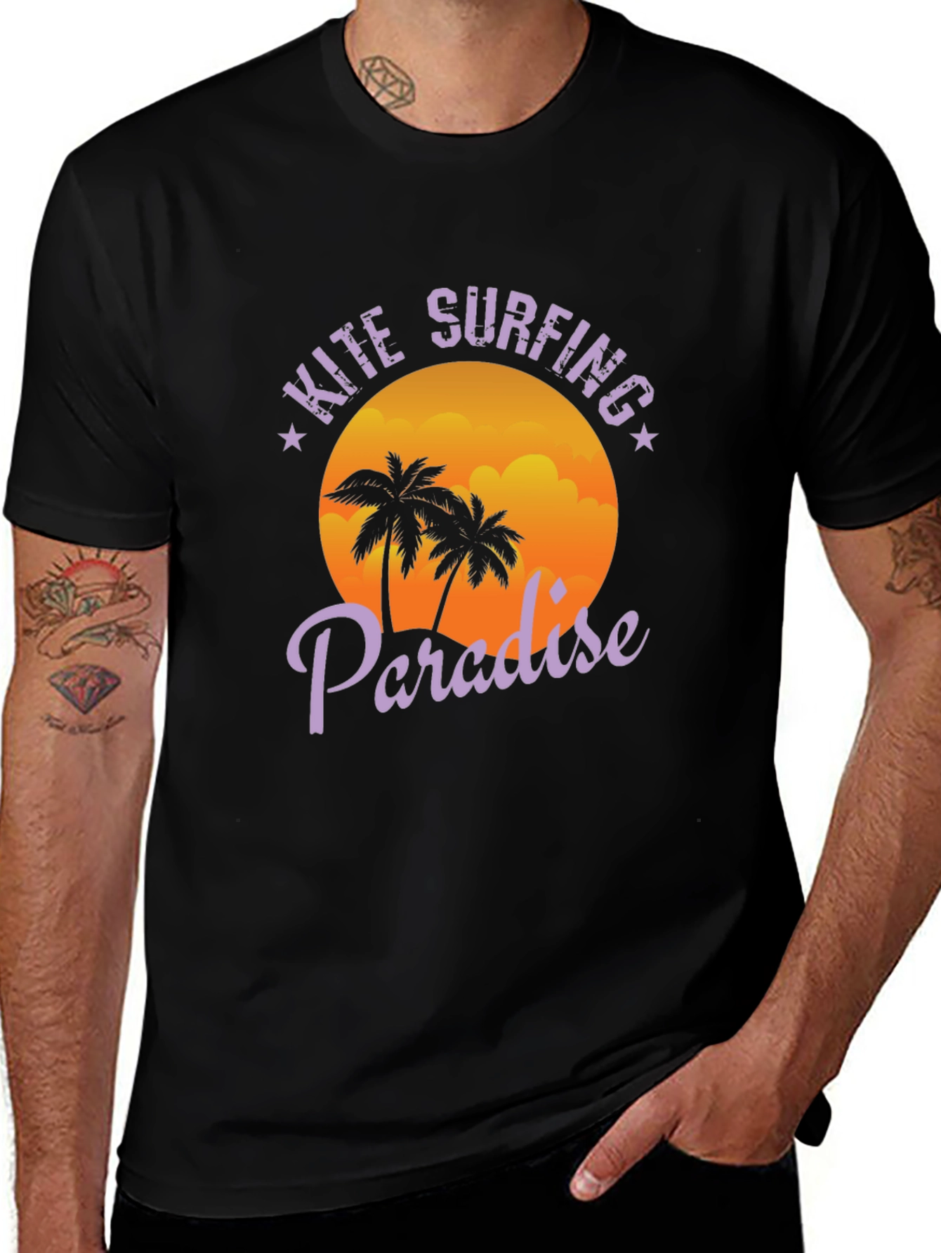 Kite Surfing Paradise Black T-Shirt