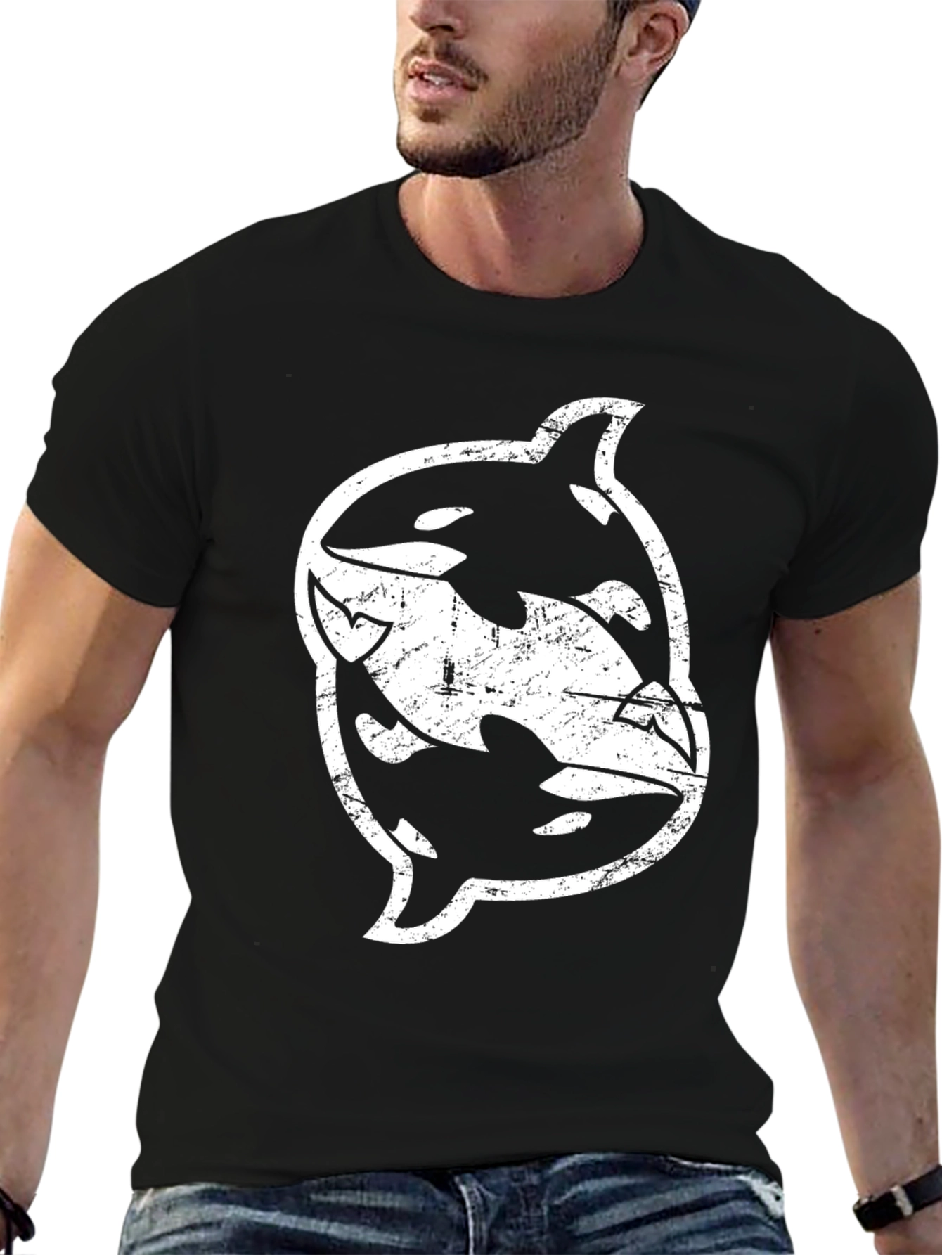 Orca Yin Yang Graphic Black T-Shirt
