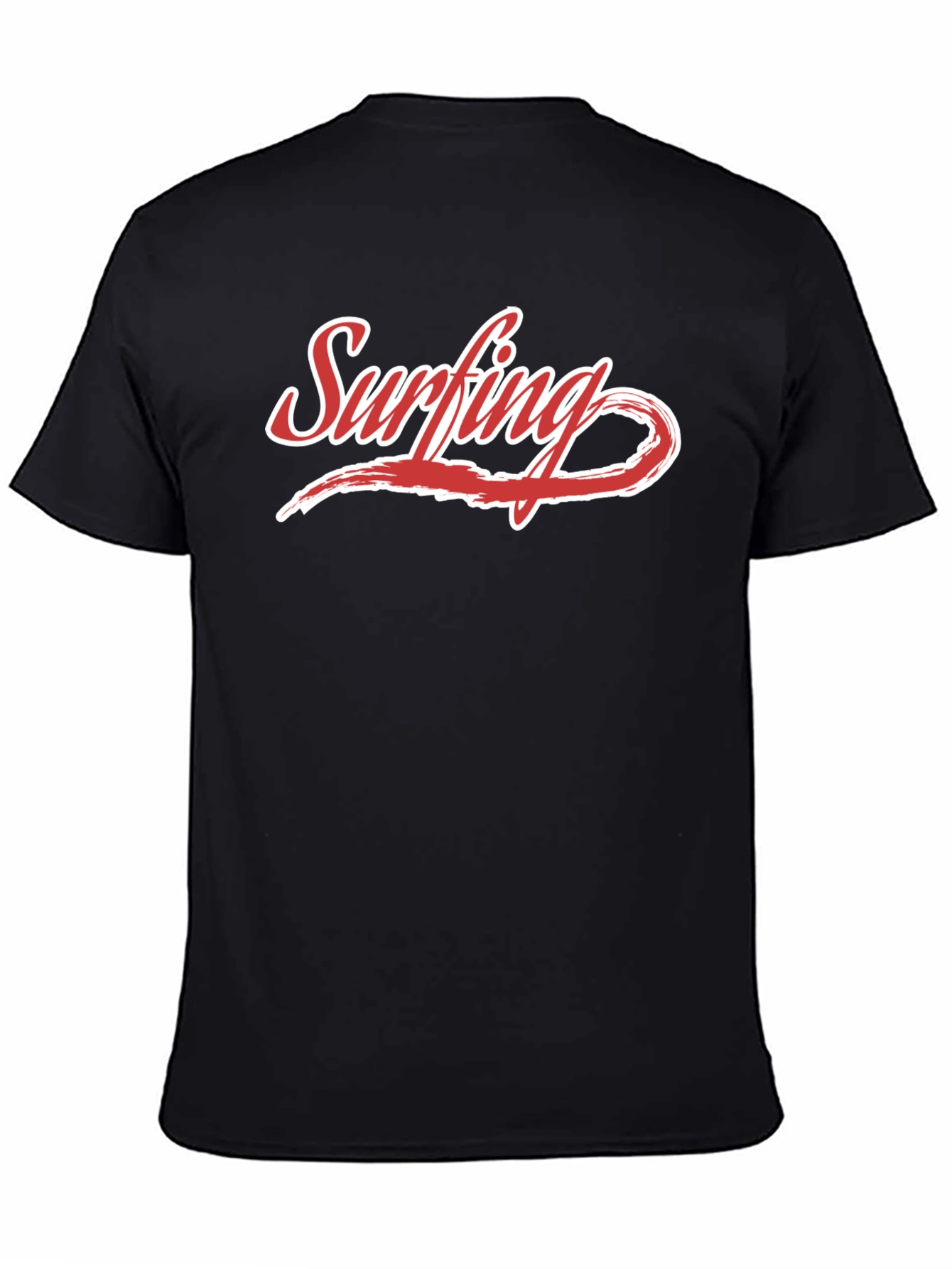 Surfing Graphic Tee - Black Cotton Casual Shirt