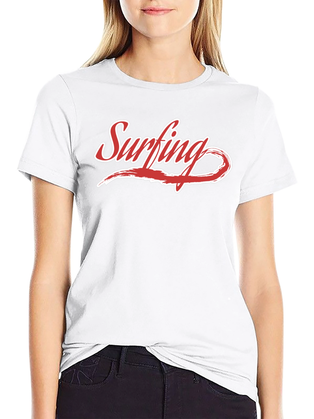 Surfing Graphic Tee - Black Cotton Casual Shirt