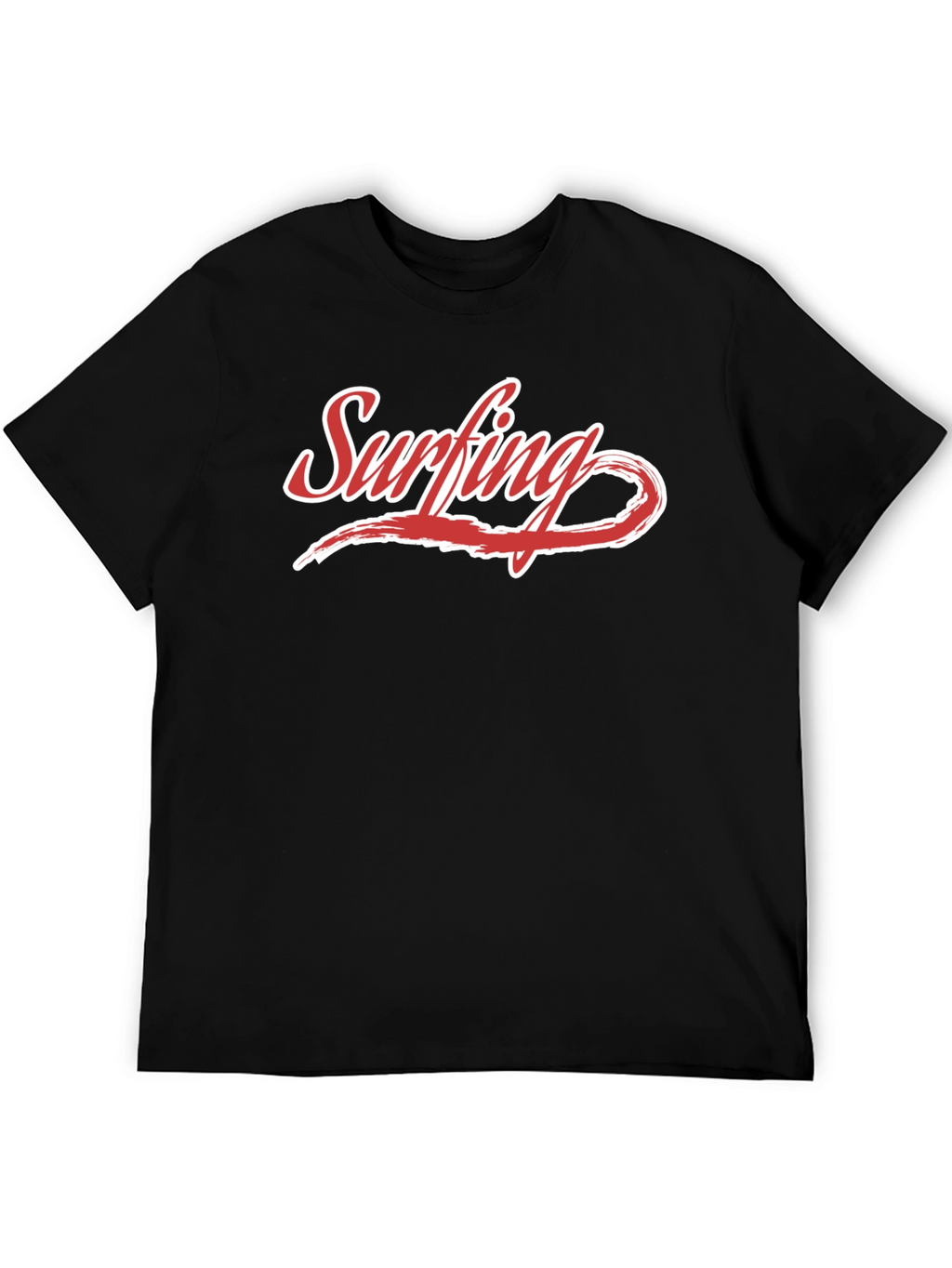 Surfing Graphic Tee - Black Cotton Casual Shirt