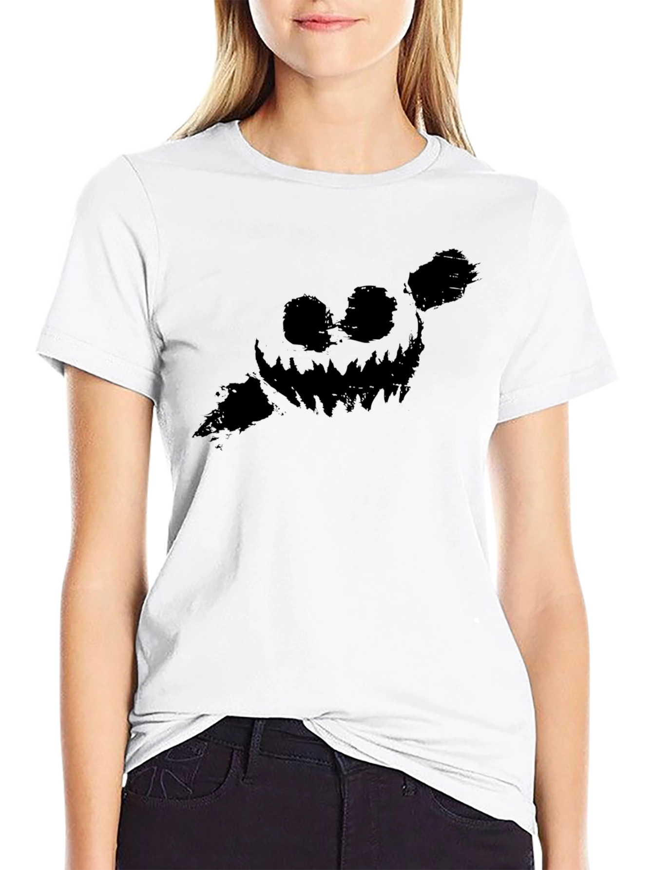 Mens Black Graphic Tee - Spooky Pumpkin Design