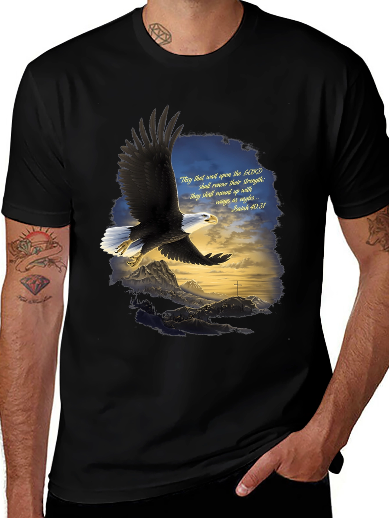 Eagle Wings Christian T-Shirt - Isaiah 40:31 Design