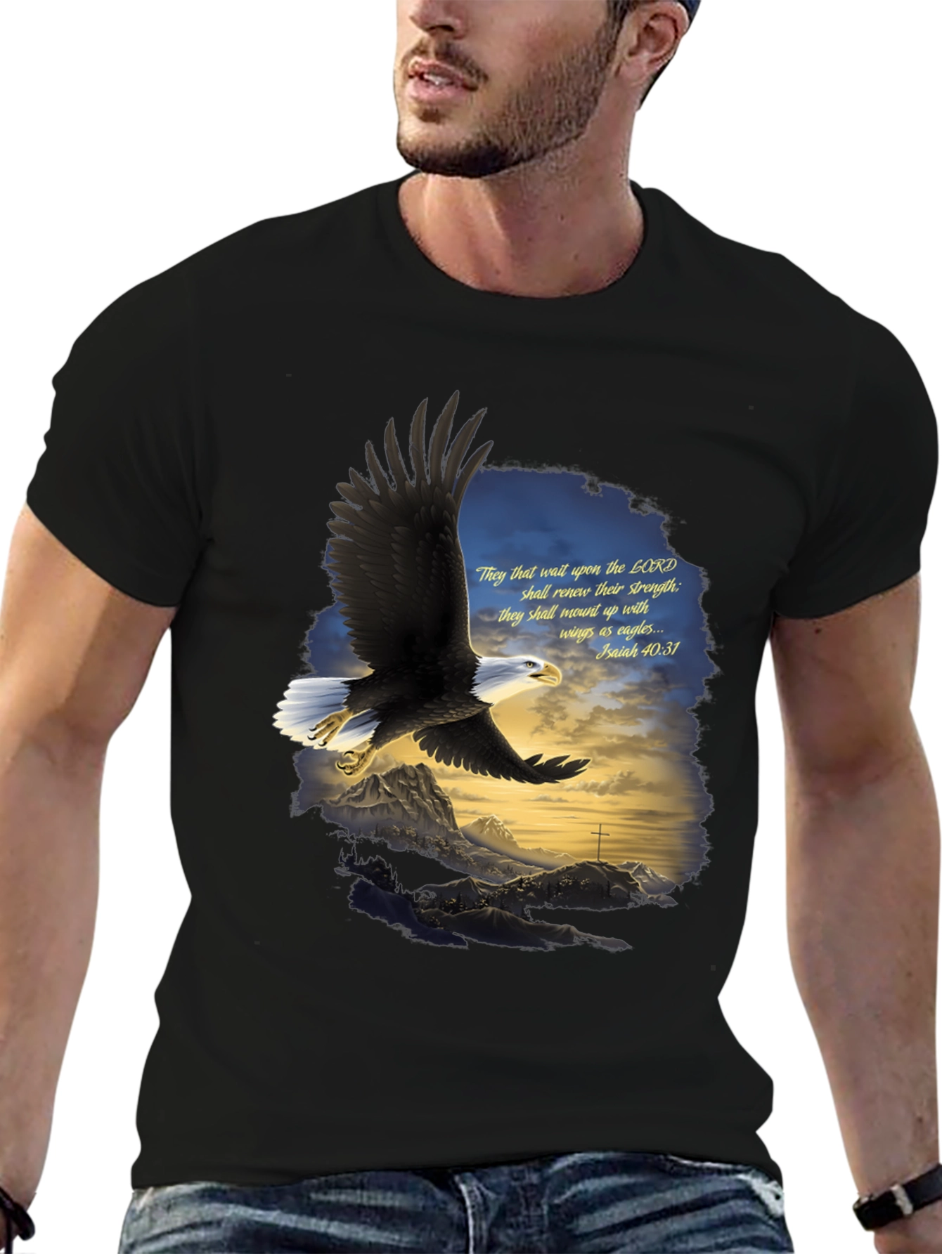 Eagle Wings Christian T-Shirt - Isaiah 40:31 Design