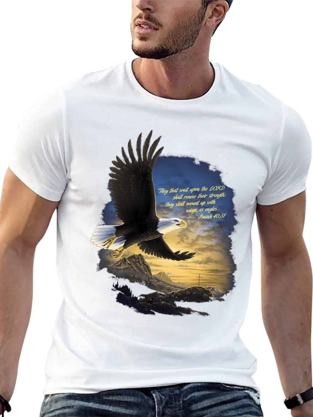 Eagle Wings Christian T-Shirt - Isaiah 40:31 Design