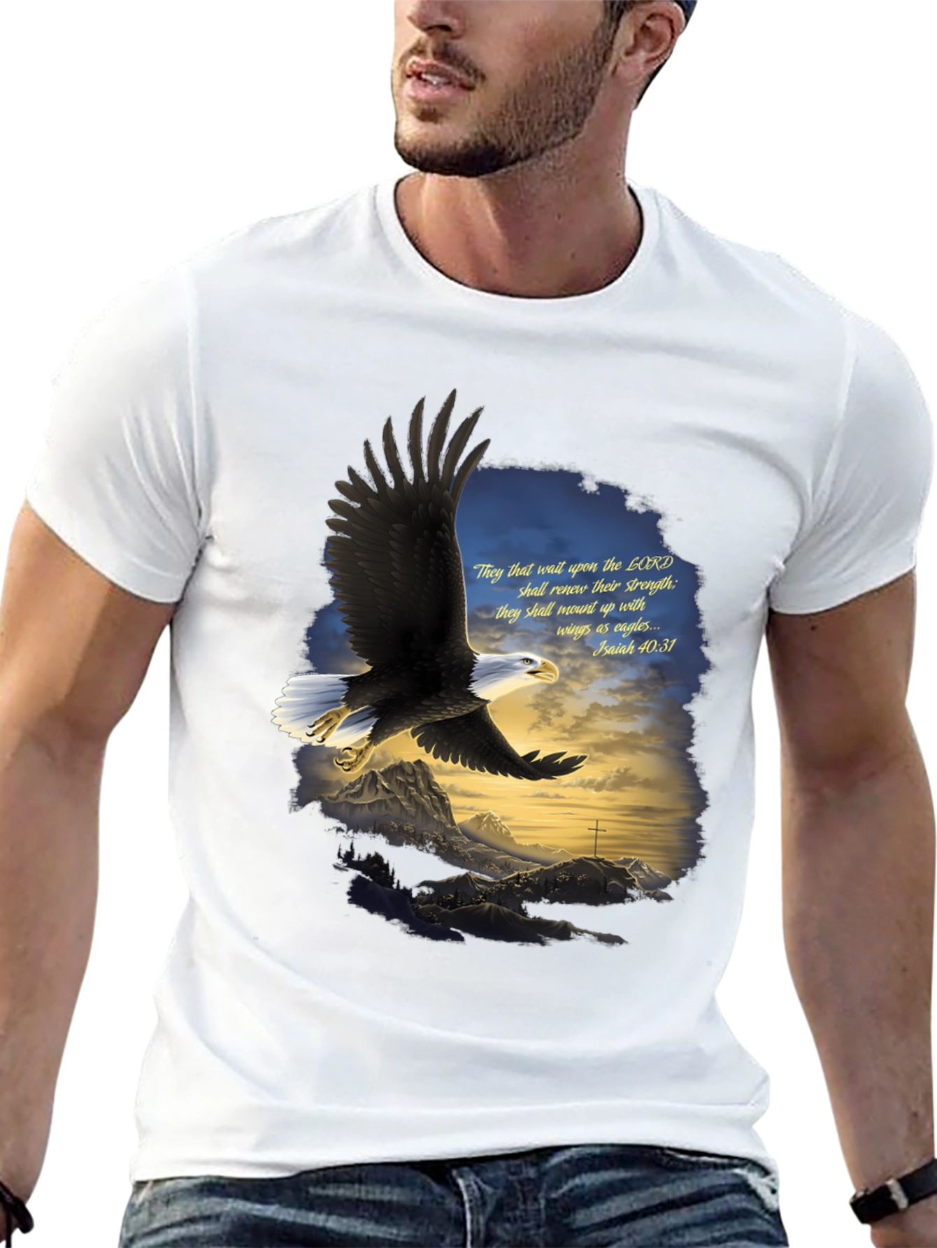 Eagle Wings Christian T-Shirt - Isaiah 40:31 Design
