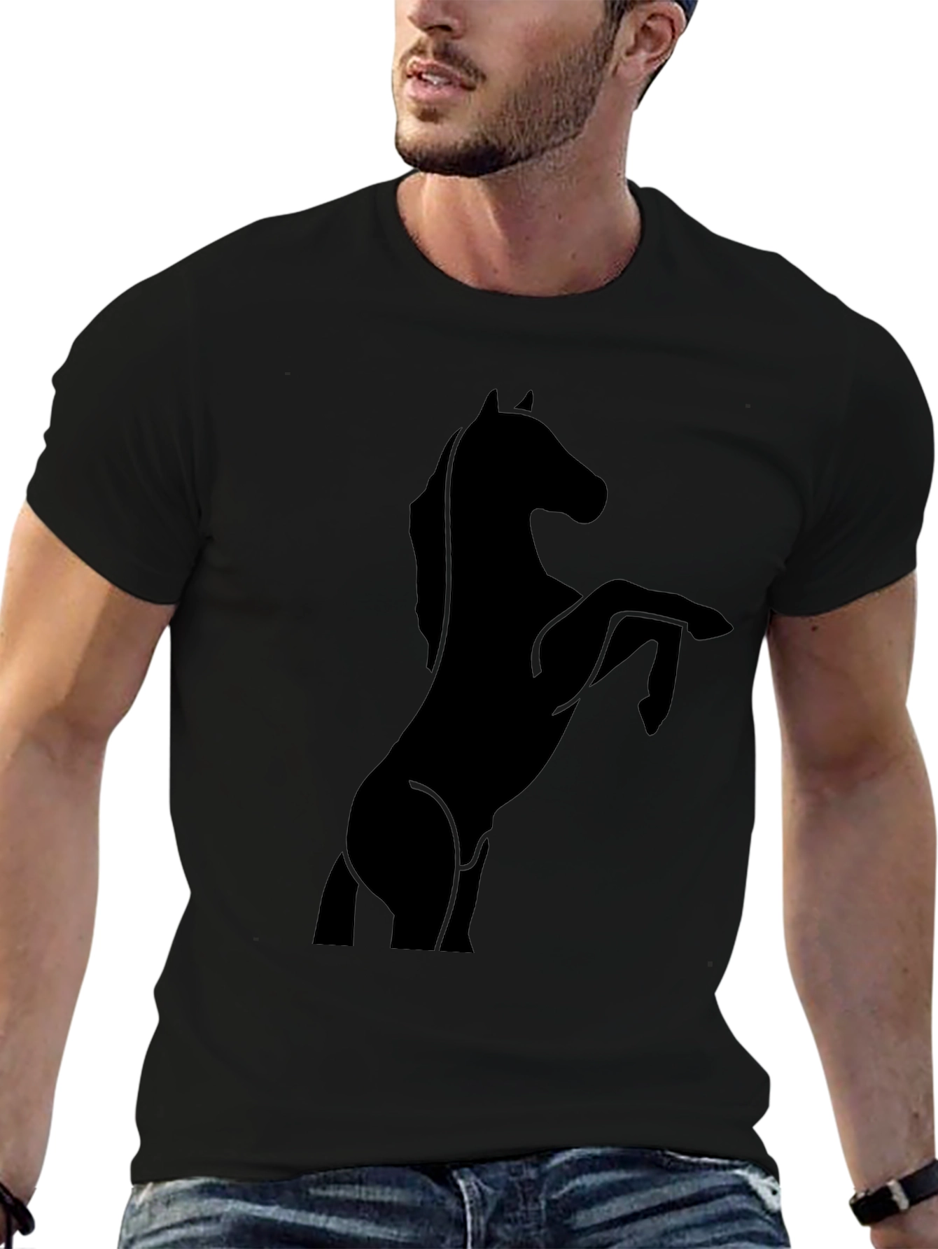Black Horse Silhouette Graphic T-Shirt