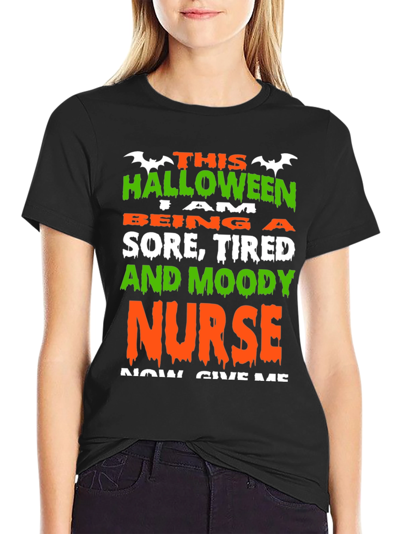 Halloween Nurse Graphic T-Shirt - Sore Tired & Moody