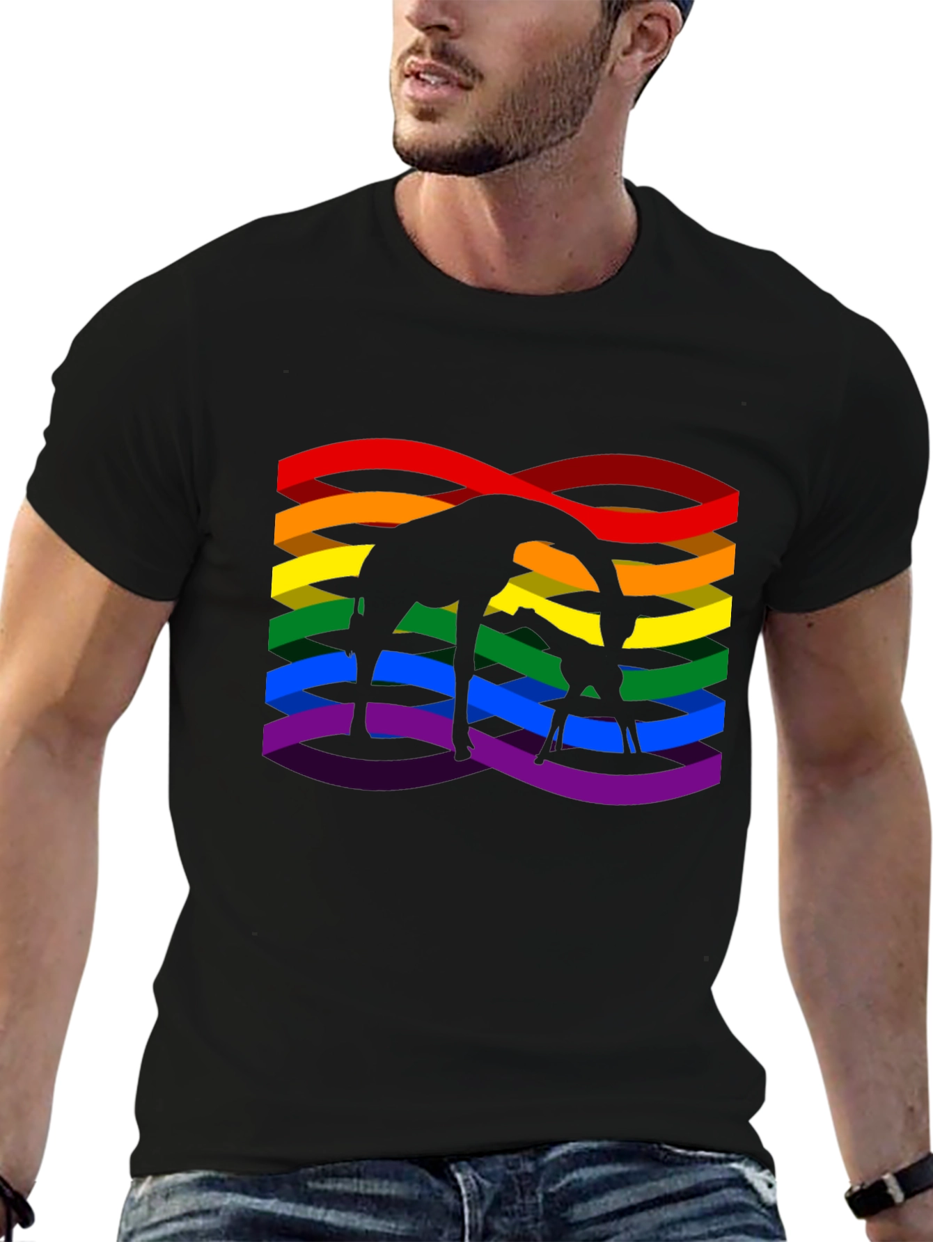 Giraffe Rainbow Pride Graphic T-Shirt