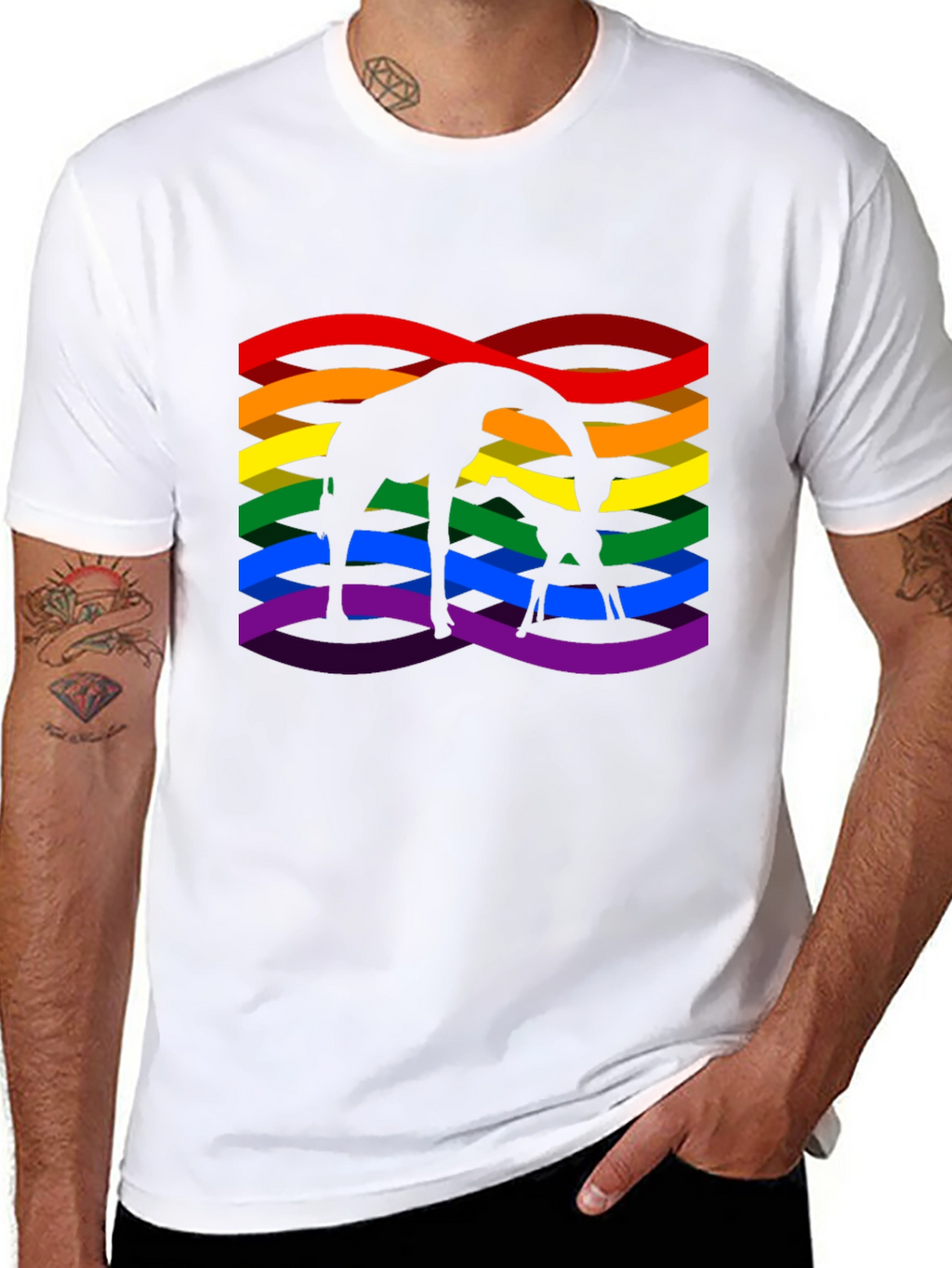 Giraffe Rainbow Pride Graphic T-Shirt