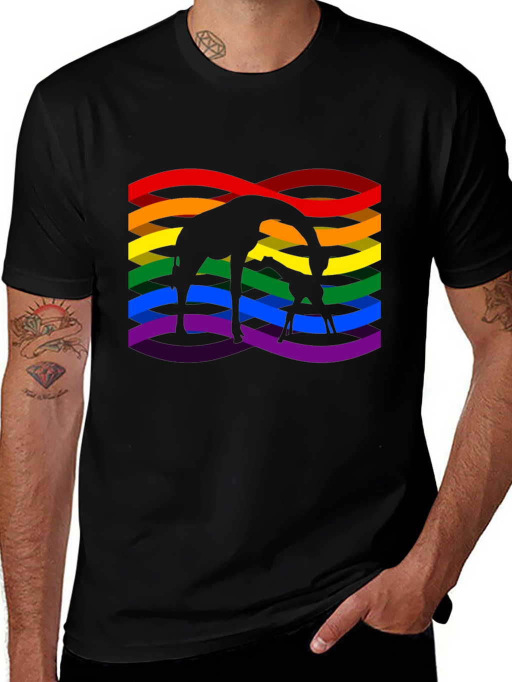 Giraffe Rainbow Pride Graphic T-Shirt