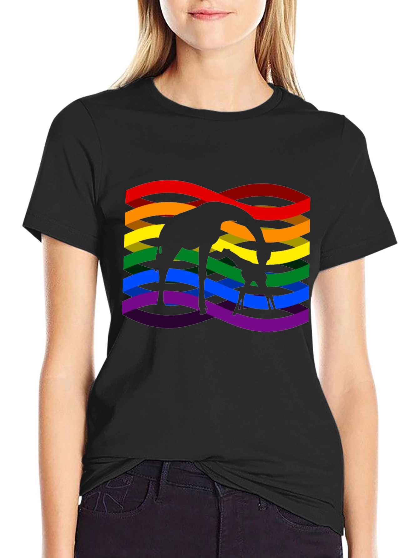 Giraffe Rainbow Pride Graphic T-Shirt