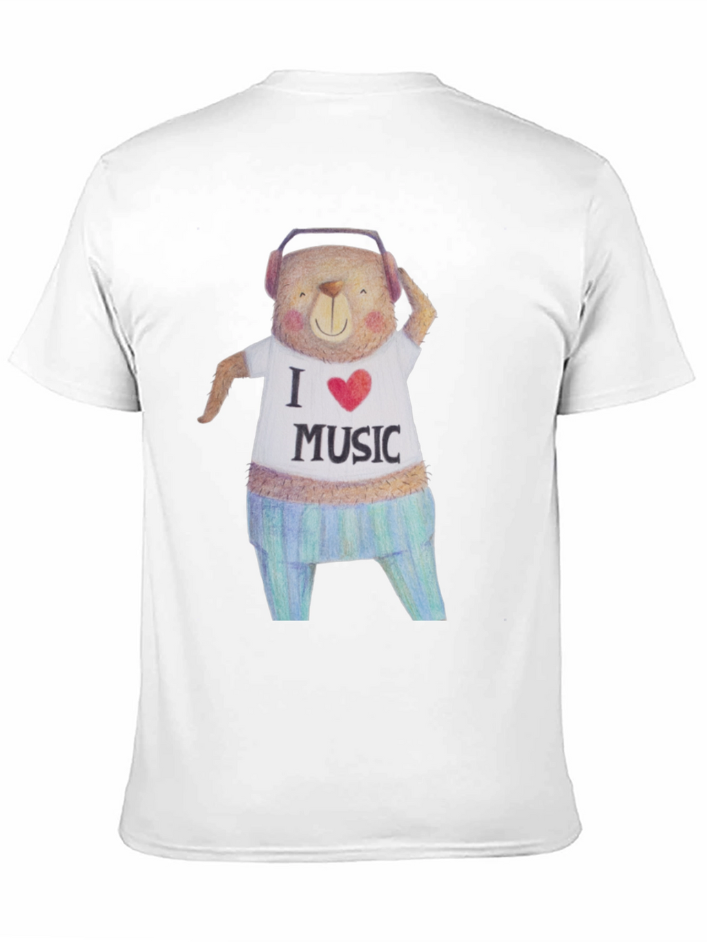 Musical Bear Graphic Tee - Black Cotton T-Shirt