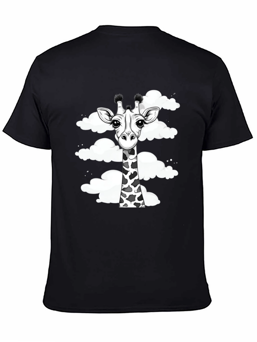 Giraffe in Clouds Graphic Tee - Black Cotton