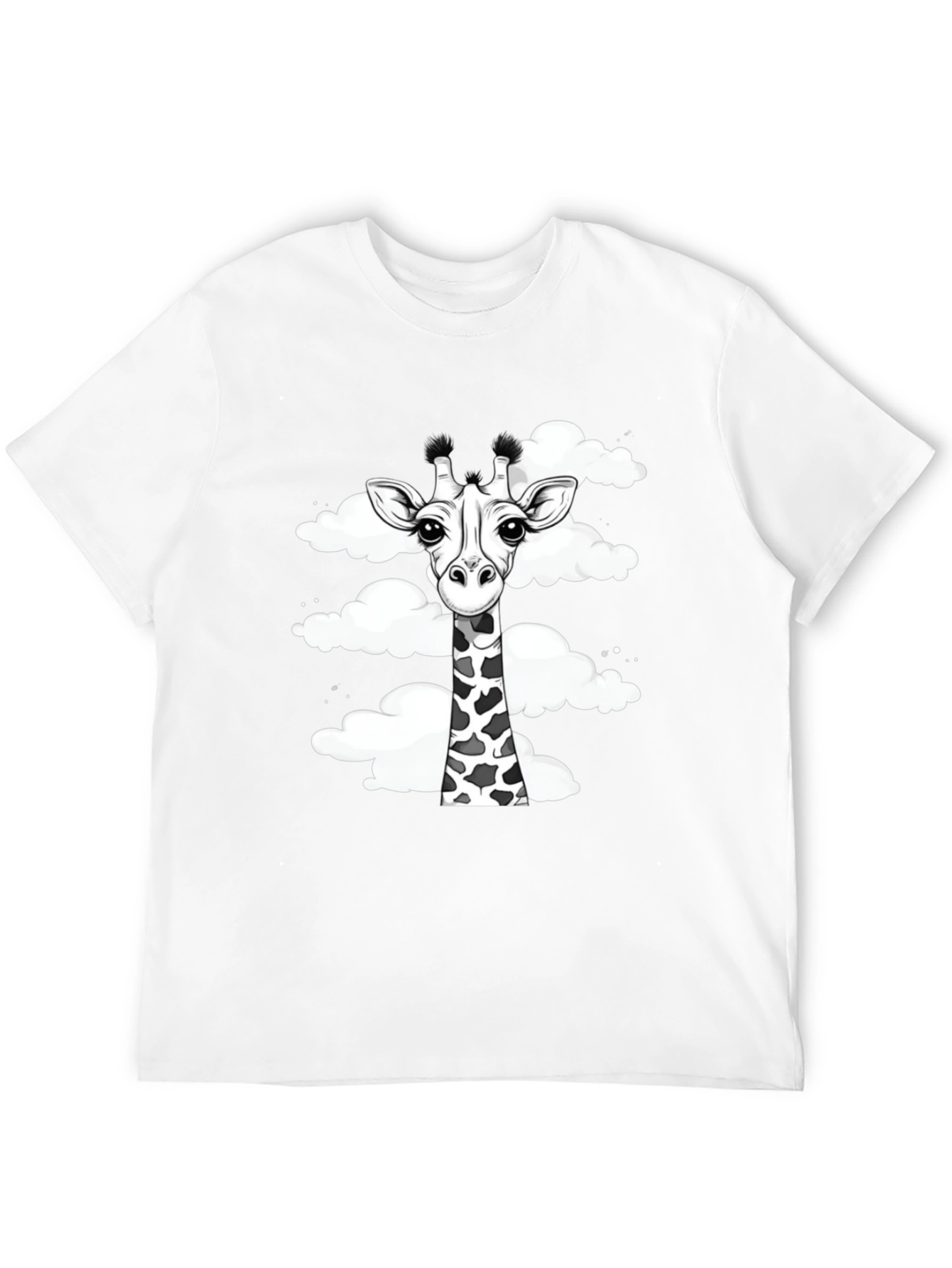 Giraffe in Clouds Graphic Tee - Black Cotton