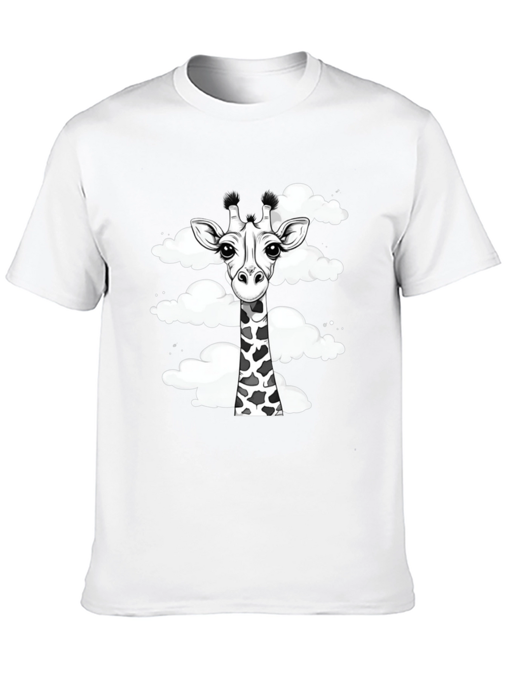 Giraffe in Clouds Graphic Tee - Black Cotton