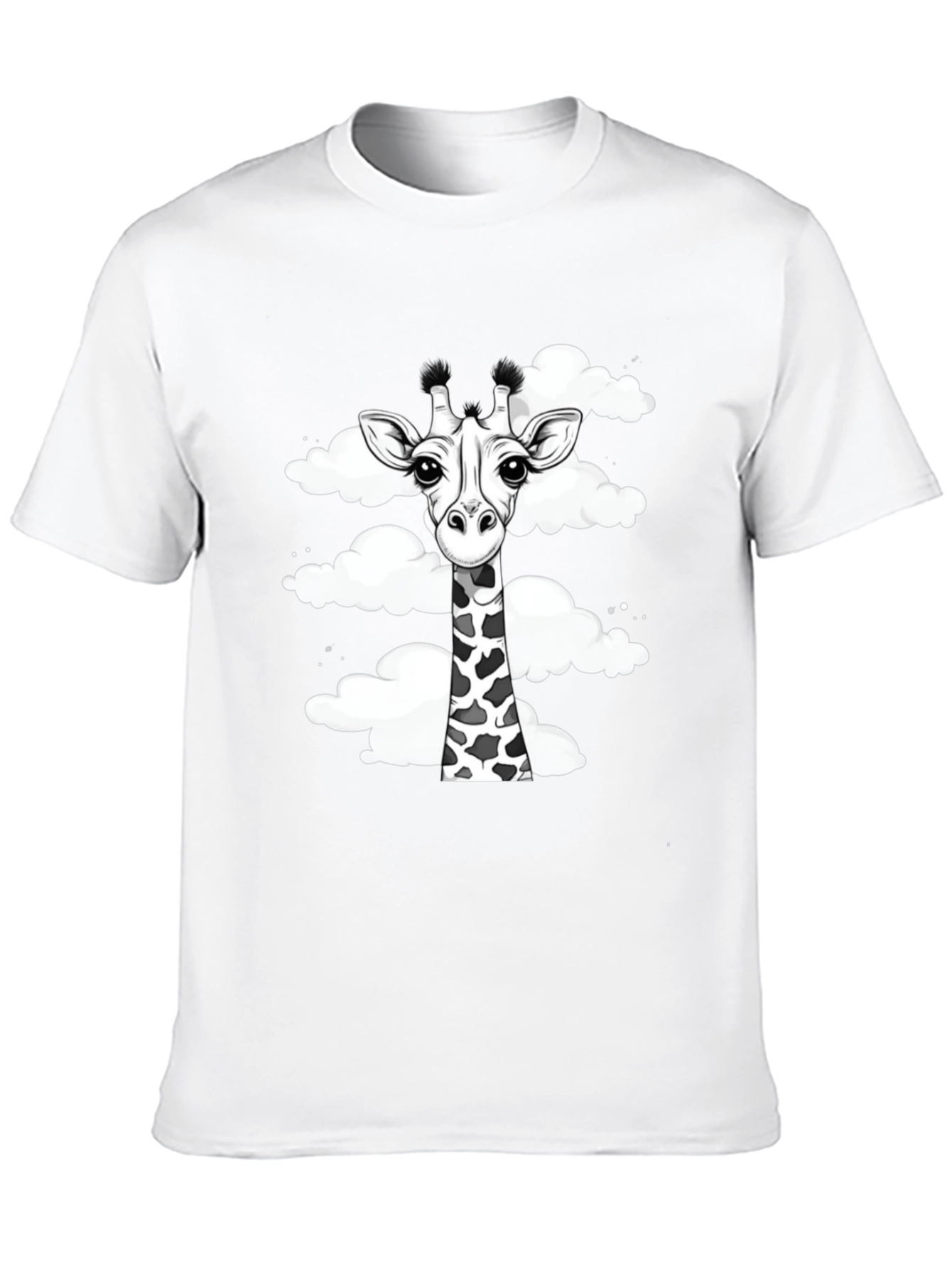 Giraffe in Clouds Graphic Tee - Black Cotton