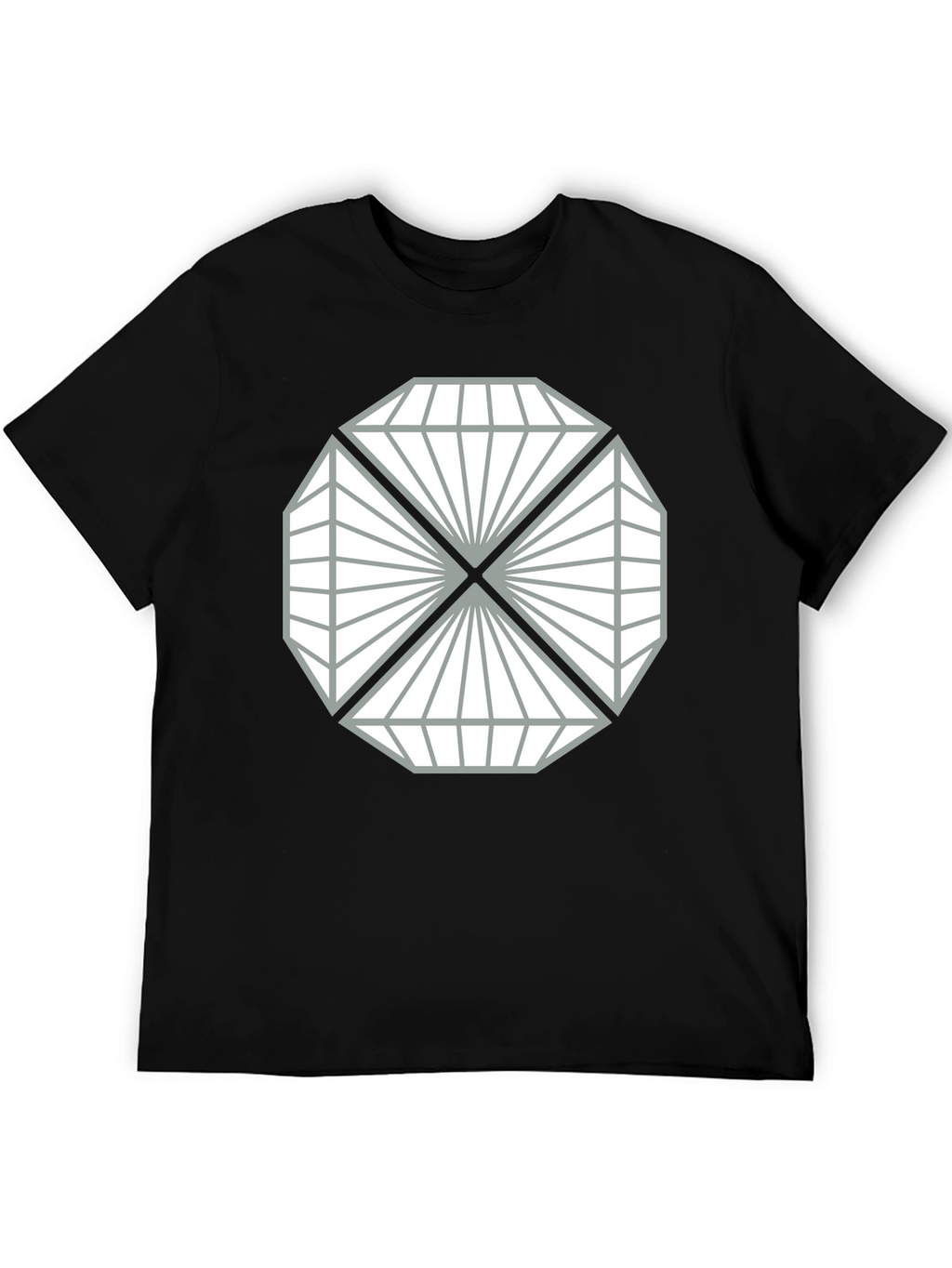 Geometric Diamond Design Black T-Shirt