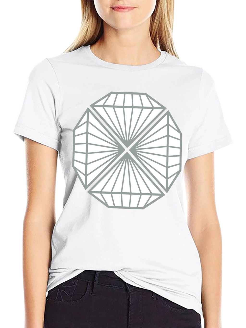 Geometric Diamond Design Black T-Shirt