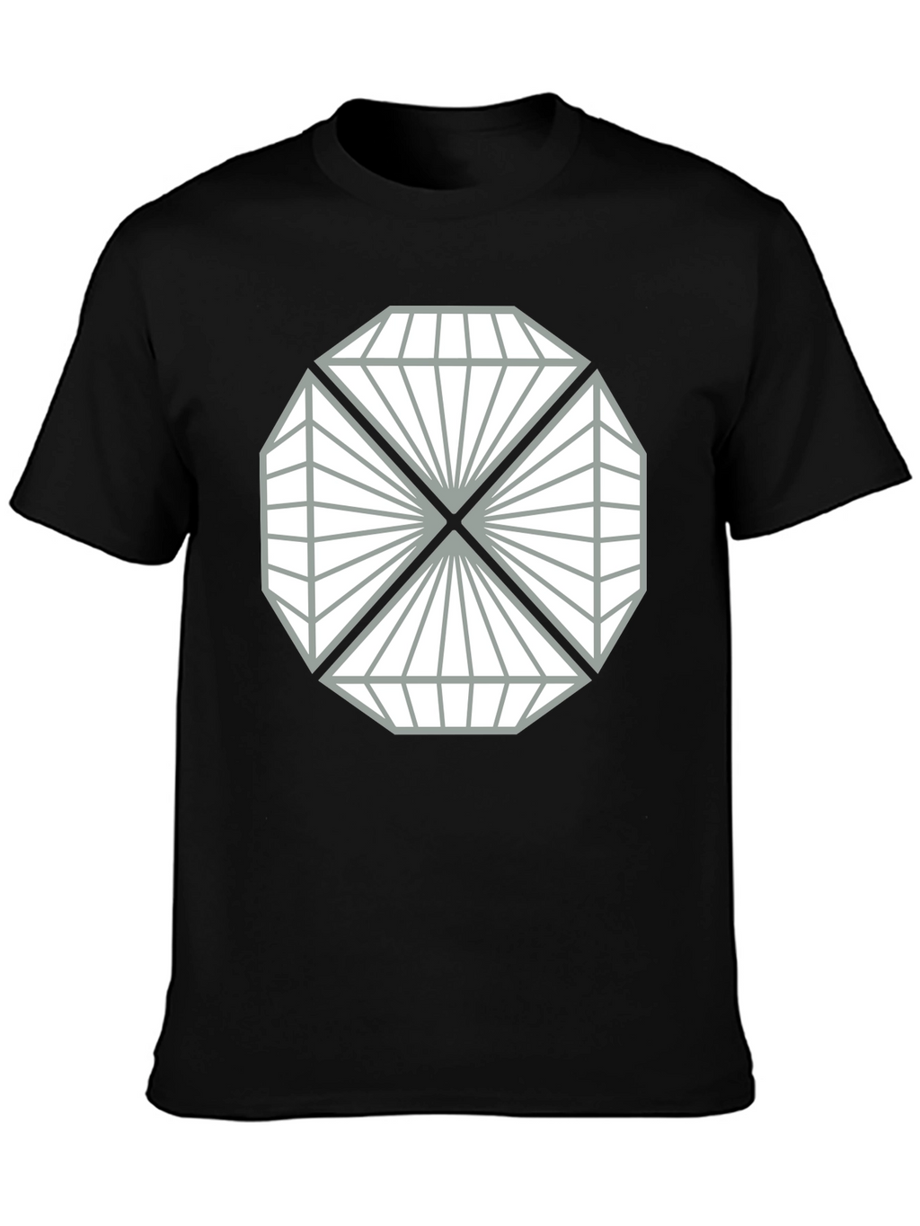 Geometric Diamond Design Black T-Shirt
