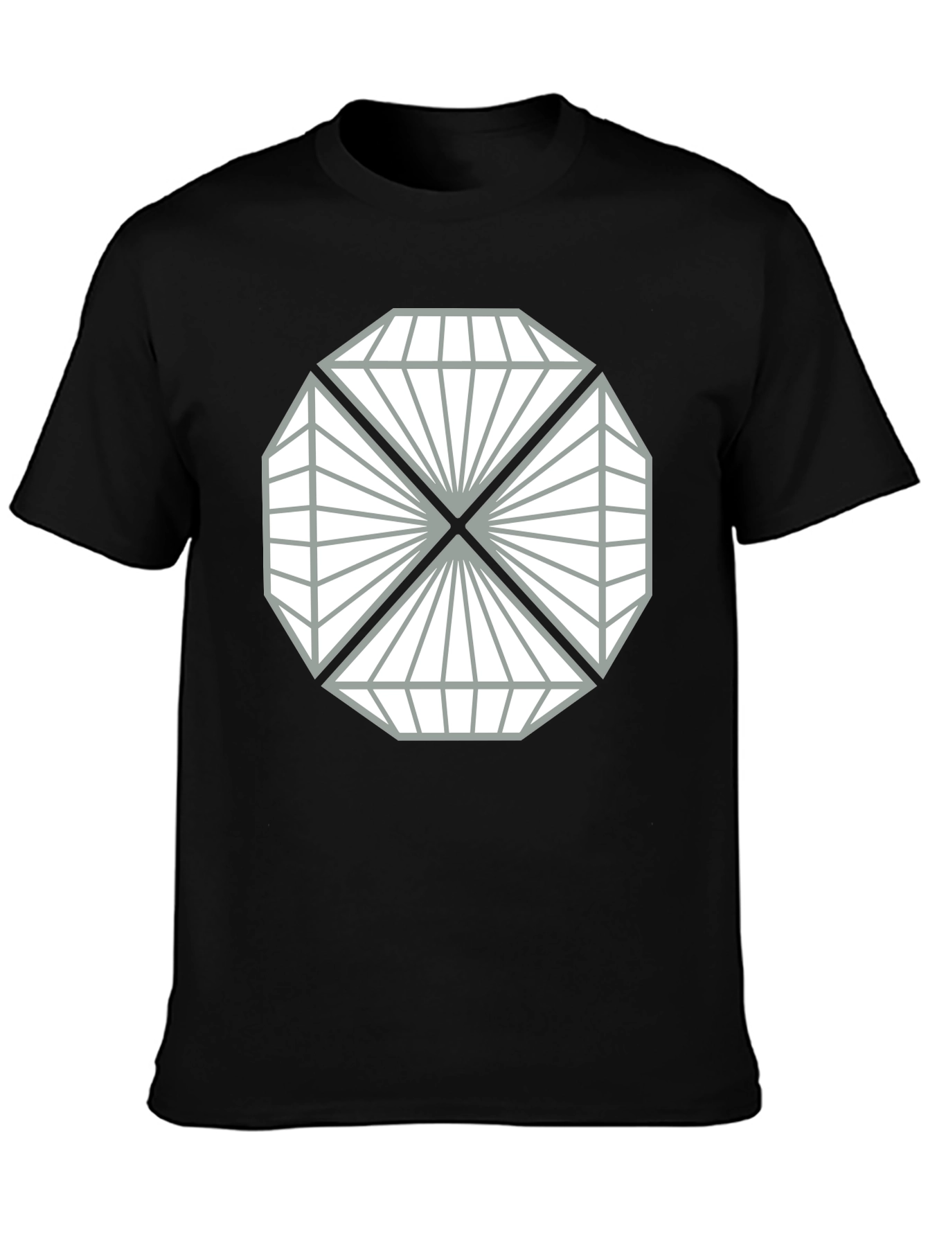 Geometric Diamond Design Black T-Shirt