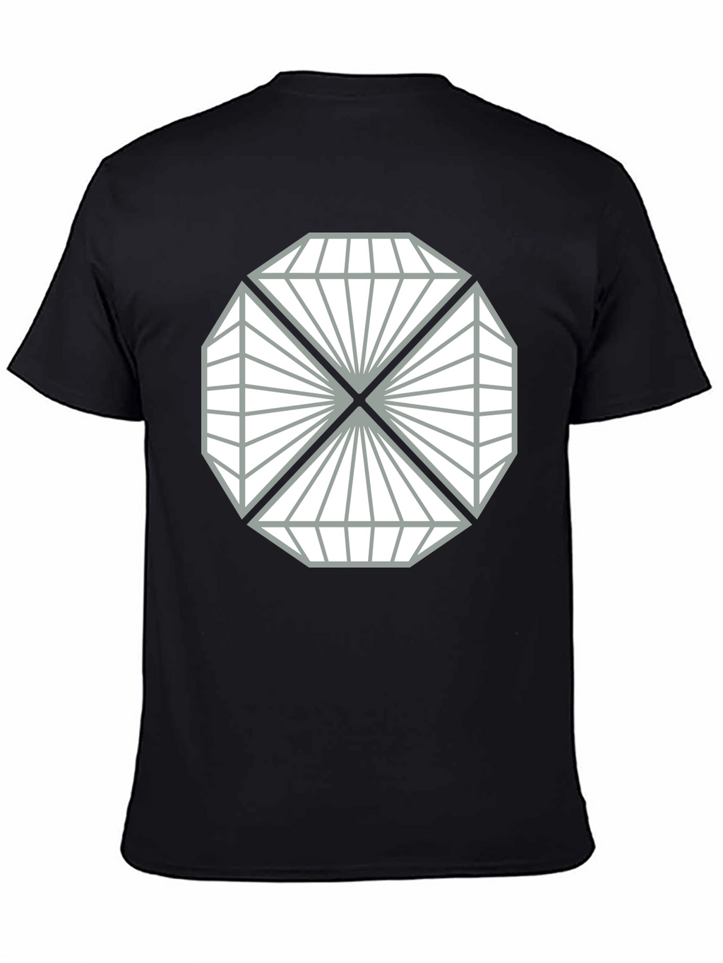 Geometric Diamond Design Black T-Shirt