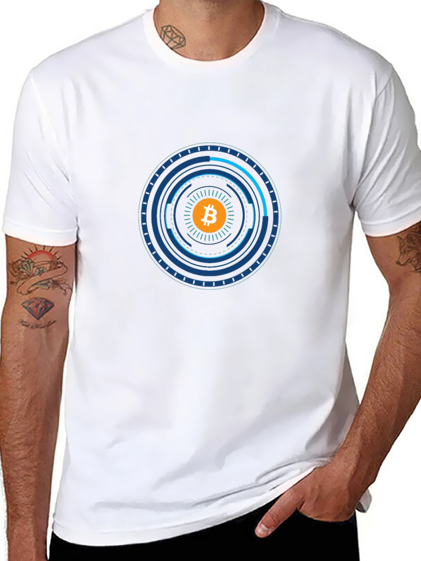 Bitcoin Tech Circle Graphic Black T-Shirt