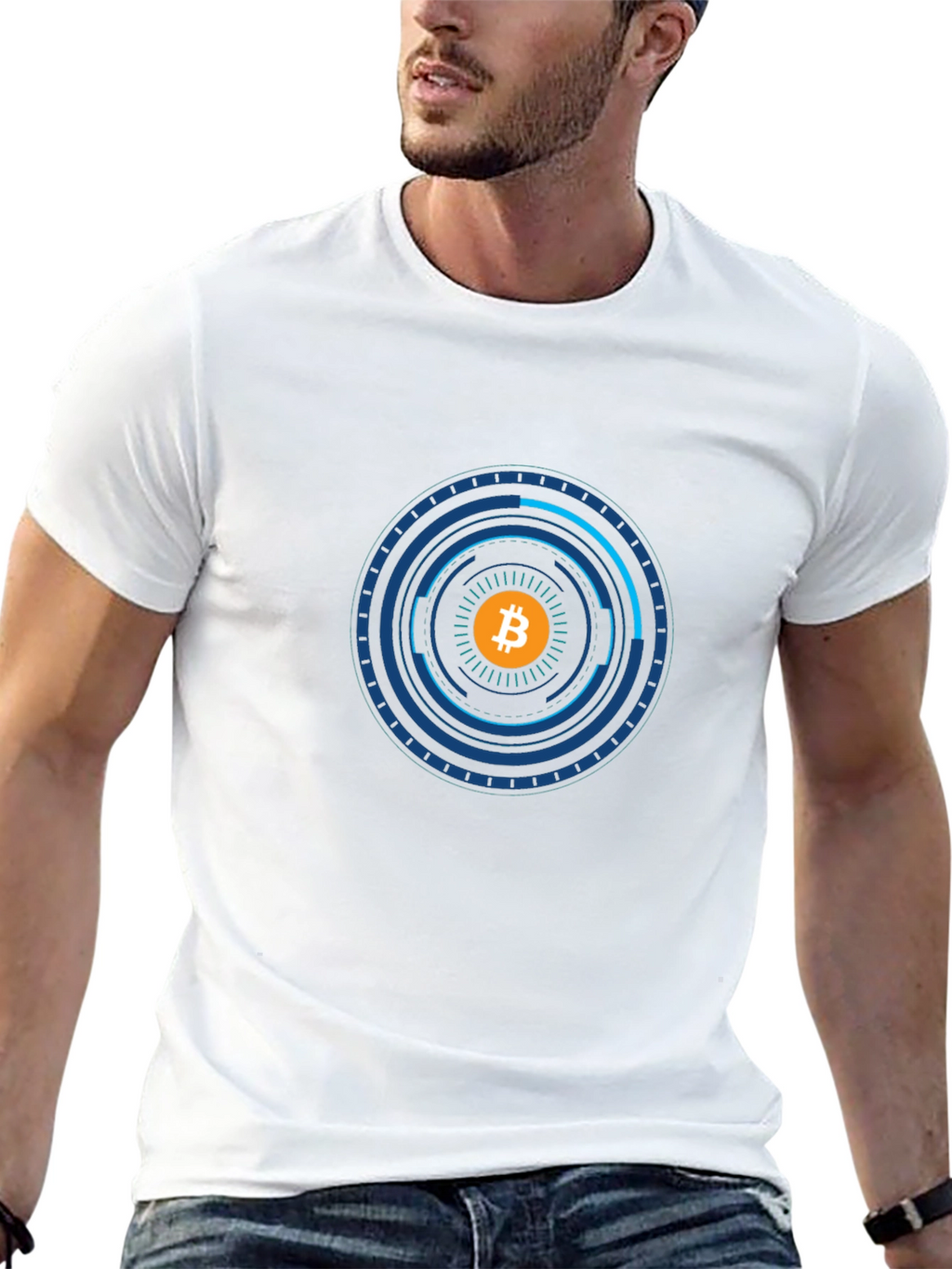 Bitcoin Tech Circle Graphic Black T-Shirt
