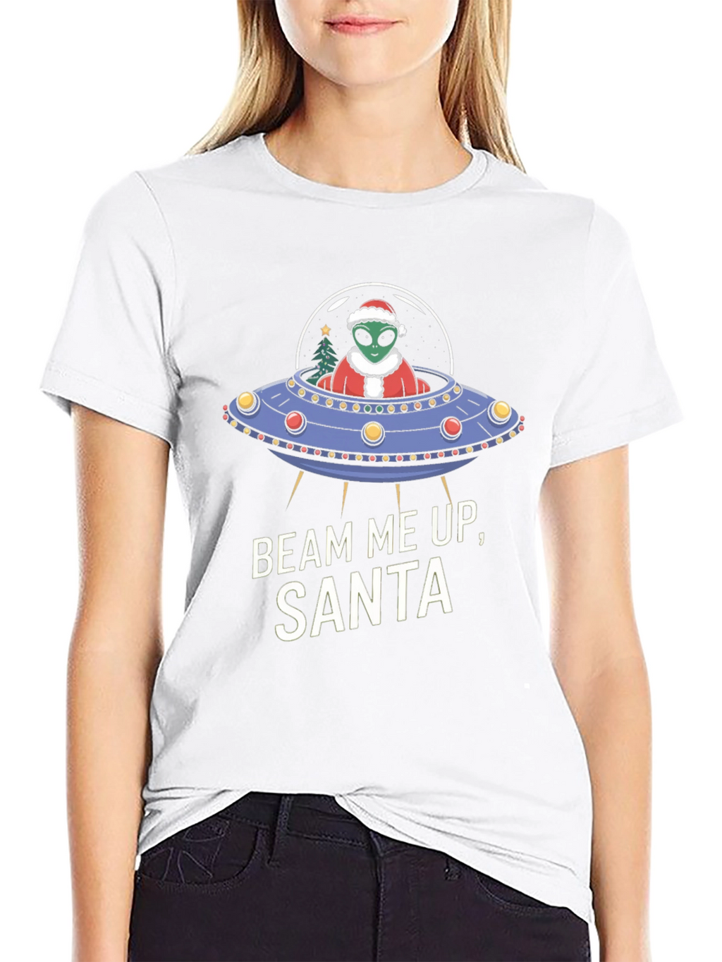 Beam Me Up Santa Alien UFO Christmas T-Shirt